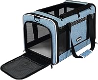 GAPZER Soft-Sided Cat Carrier 18x11x11 Top Loading for Cats 15-25lbs & Small Dogs 10lbs - Escape-Proof Blue Travel Crate