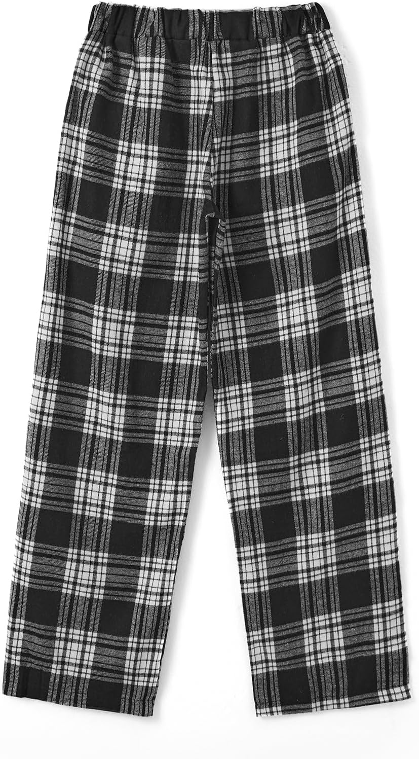 Women's Y2k Plaid Wide Leg Pants Gingham High Rise Pajama Bottoms Elastic Waist Loose Lounge Pants Casual Trousers - Image 6