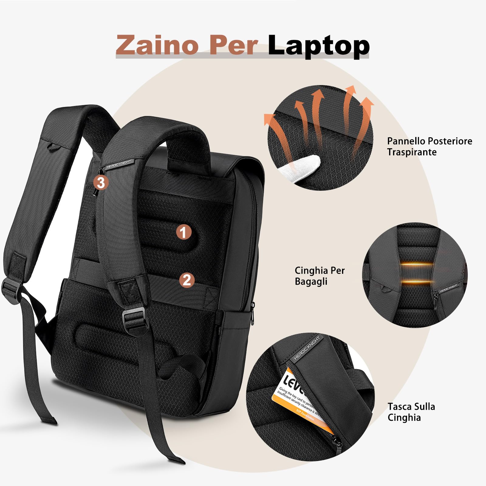 hk Zaino Vintage Uomo Donna Porta PC 15,6 Pollici | Zaino Laptop Impermeabile con Patta Magnetica, Zaino Antifurto Casual Leggero per Lavoro Università Viaggio Business, Nero