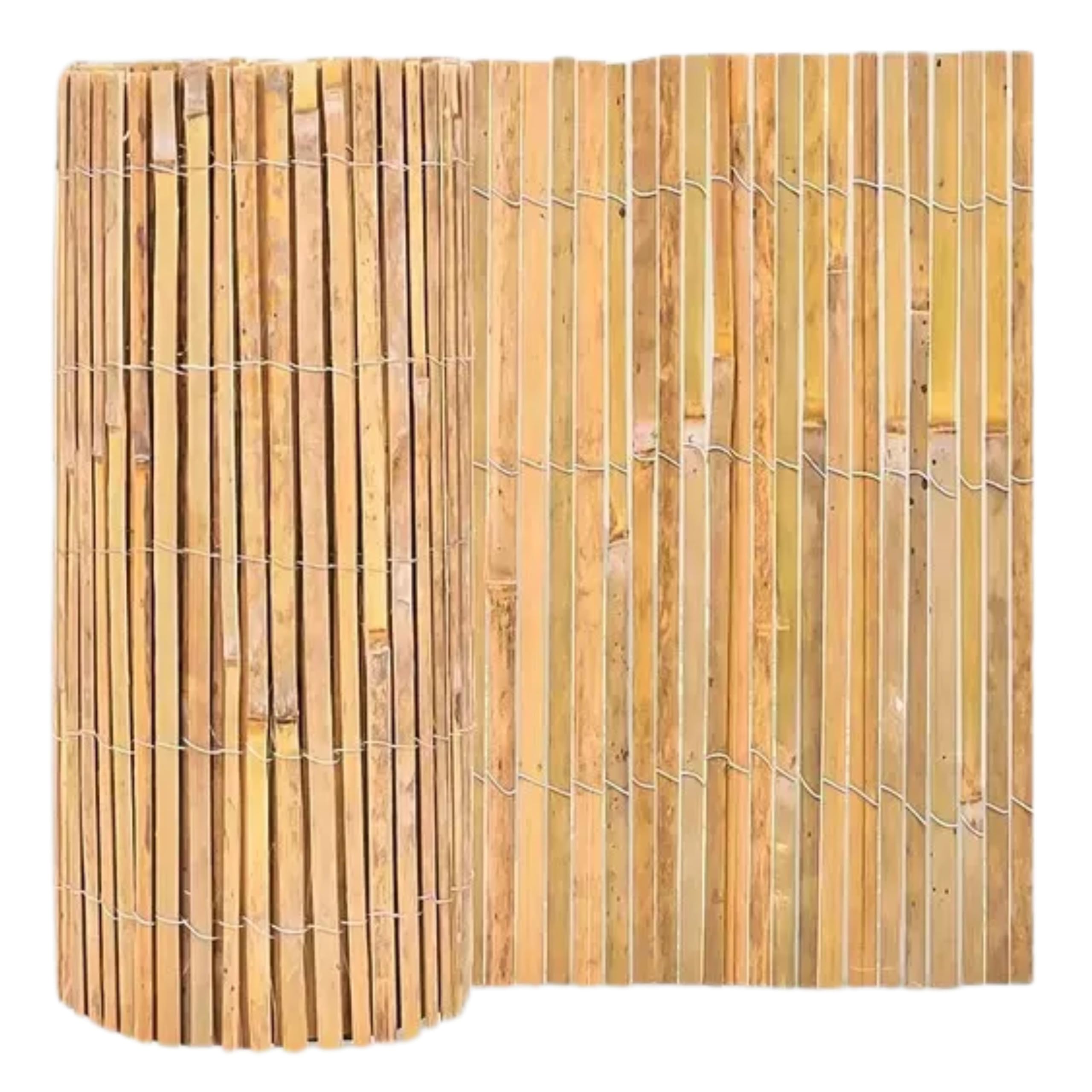 AKADIL Bamboo Slat Fence Screen Roll - Garden Screening for Privacy and Outdoor Fencing - Natural Bamboo Slat Fencing - Split Slatted Screening - Garden Fence Screen (1.8m x 4m)
