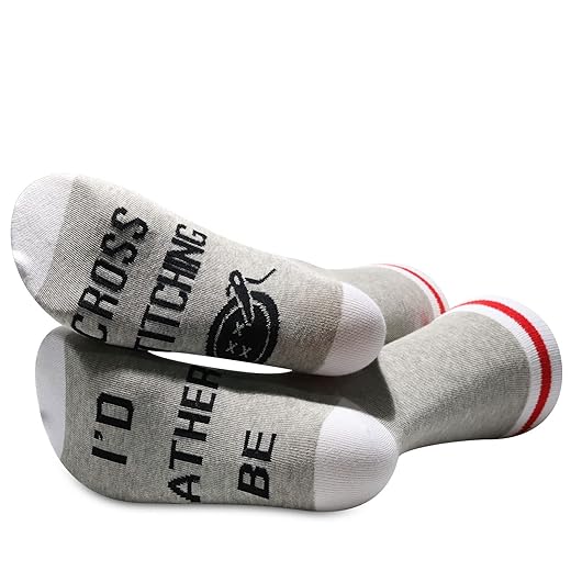 G2TUP 2 Pairs I’d Rather Be Cross Stitching Socks Cross-Stitch Lover Gift Cross-Stitch Project Bag Sewing Lover Socks Needle Worker Gift (I’d Rather Be Cross Stitching)