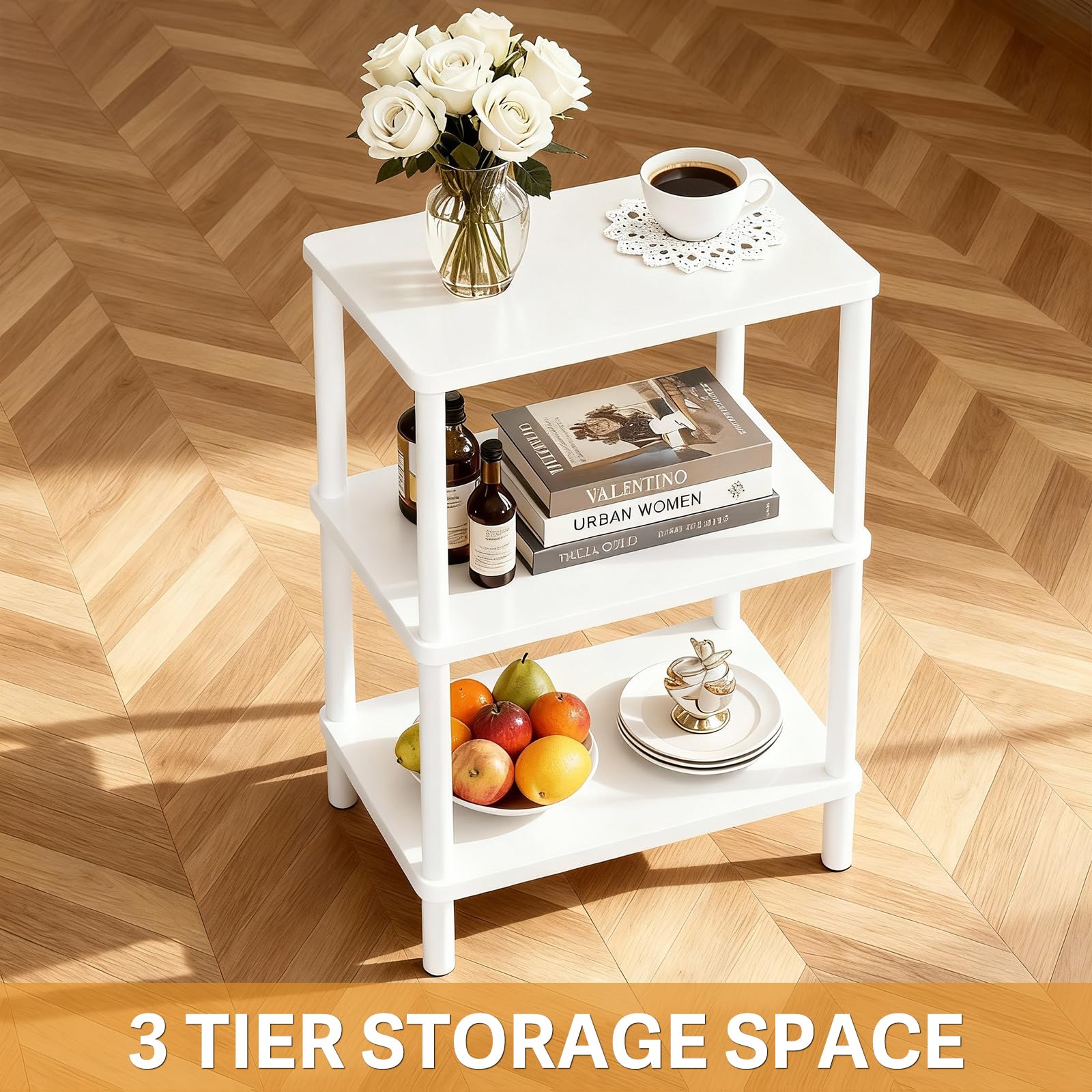 Table D'appoint étroite Transitionnelle à 2 Niveaux Monarch Specialties 21 75 P X 11 75 Po L Placage Blanc Antique 332034194