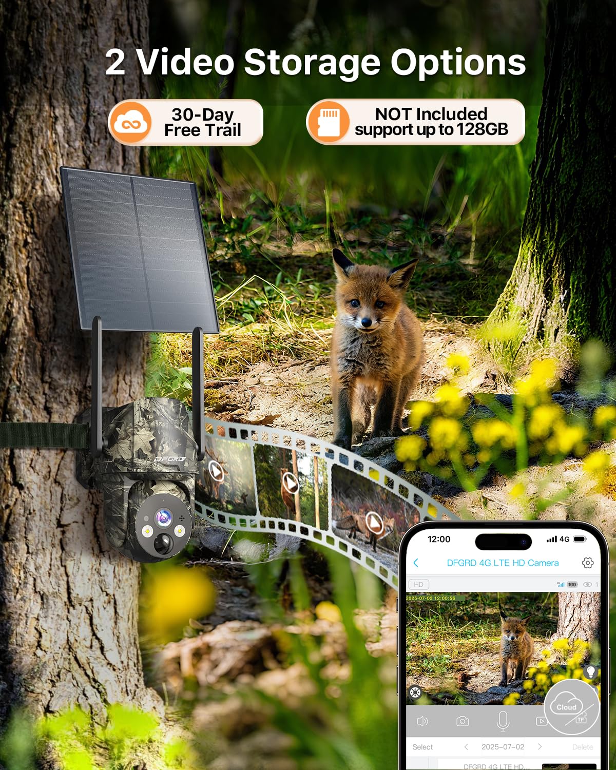 Cámara de Vigilancia Solar 4G LTE Exterior, Sin WiFi, con Tarjeta SIM, 2K PTZ 360°, Batería 10400mAh, PIR, Visión Nocturna Color, Audio Bidireccional, IP66, Pack 2