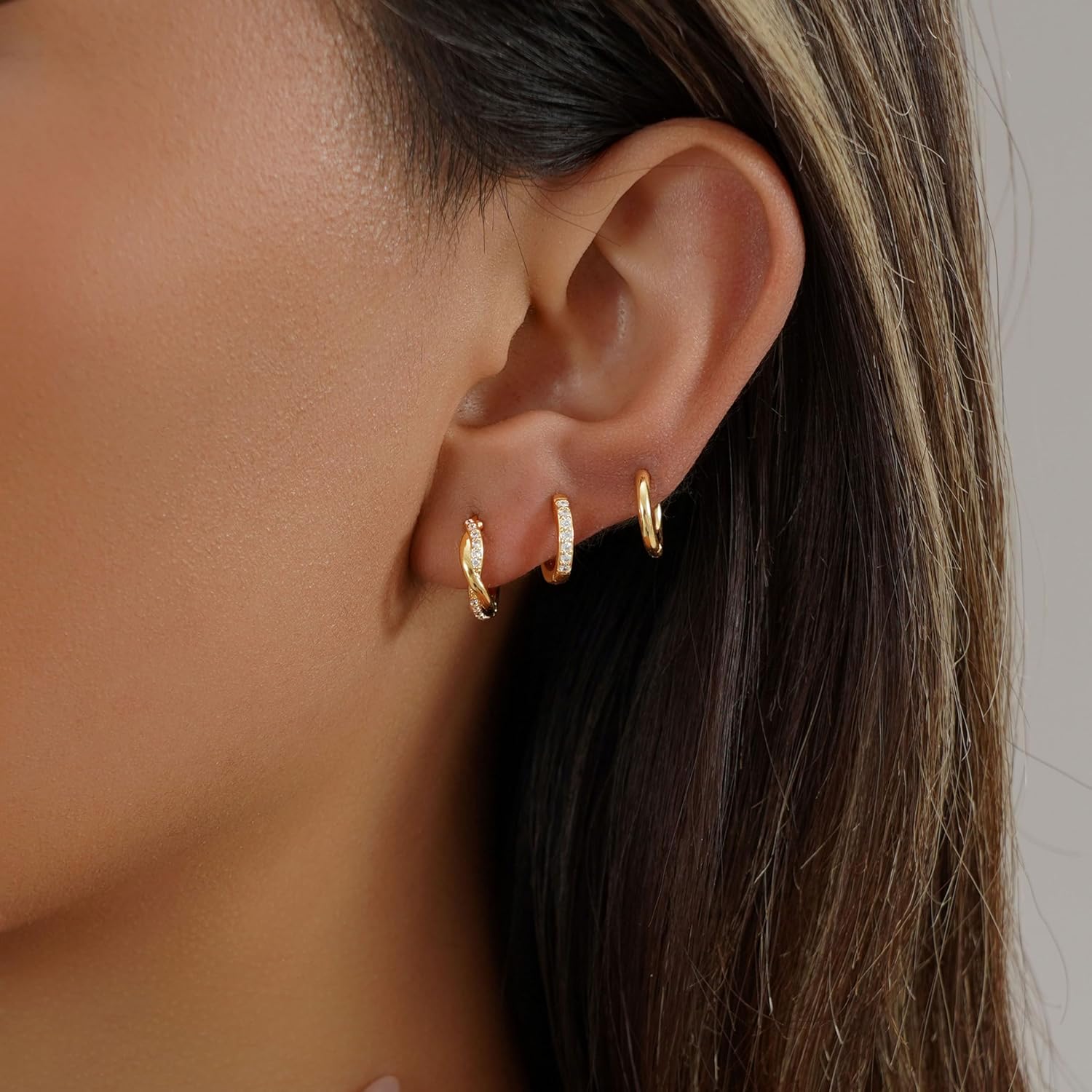 Gold Hoop Earrings for Women Trendy, 14K Gold Plated Huggie Earrings Set Dainty Small Hoops Cartilage Hypoallergenic Lightweight Jewelry - Image 2