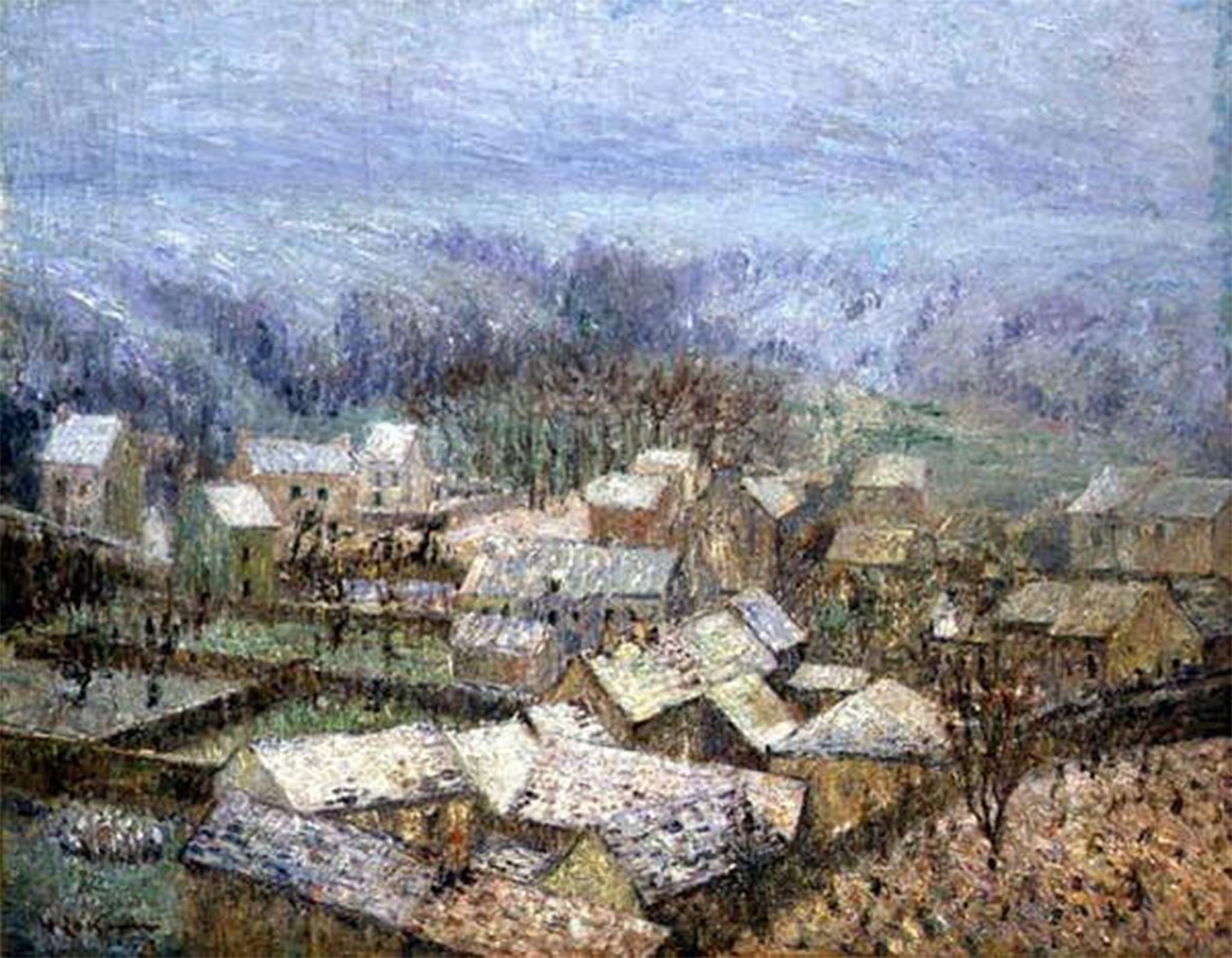 ARTXLXXBN Famous Prints Artwork Pictures Poster Painting Art Winter At Pontoise by Gustave Loiseau Artwork Landscape Pictures for Home Decor 60x90cm