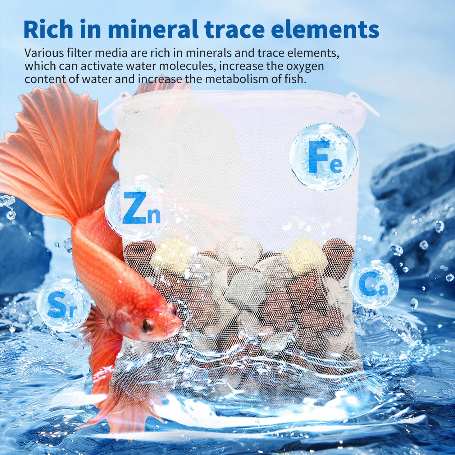 Nobleza - 12 in 1 Materiale Filtrante Acquario, Anelli in Ceramica, Filtro Poroso, Filtro Biologico per Acquari e Vasche per Pesci (500g)
