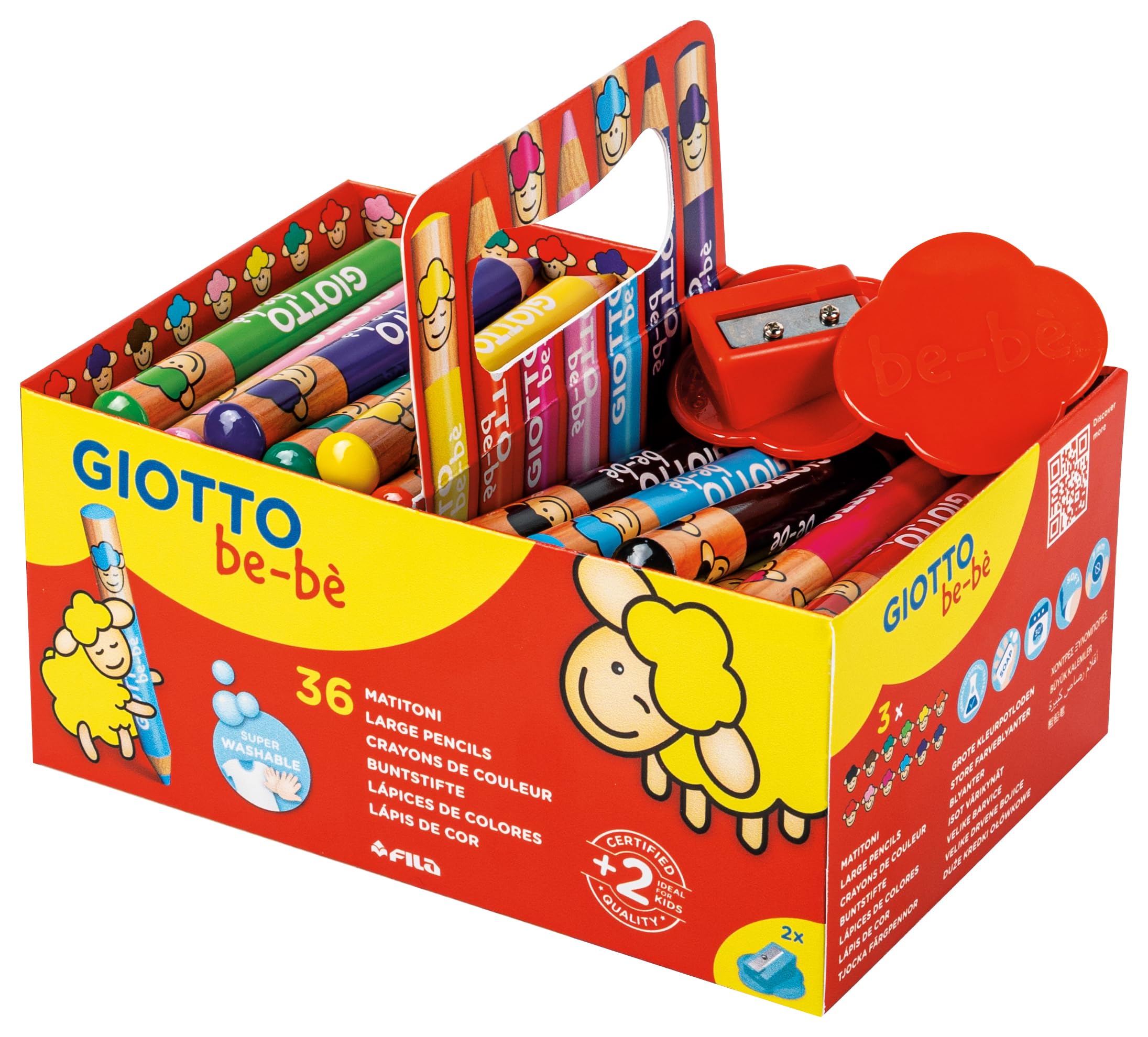 Amazon.com: GIOTTO be-bè Large Pencils and Sharpeners Pre-School
