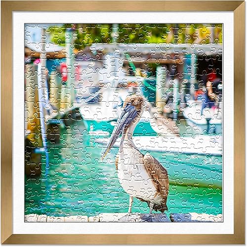 Miniatura 4 de Poster Palooza Marco para rompecabezas de 20 x 20 pulgadas, marco de madera dorada y bronce con paspartú (blanco) hecho para exhibir rompecabezas de