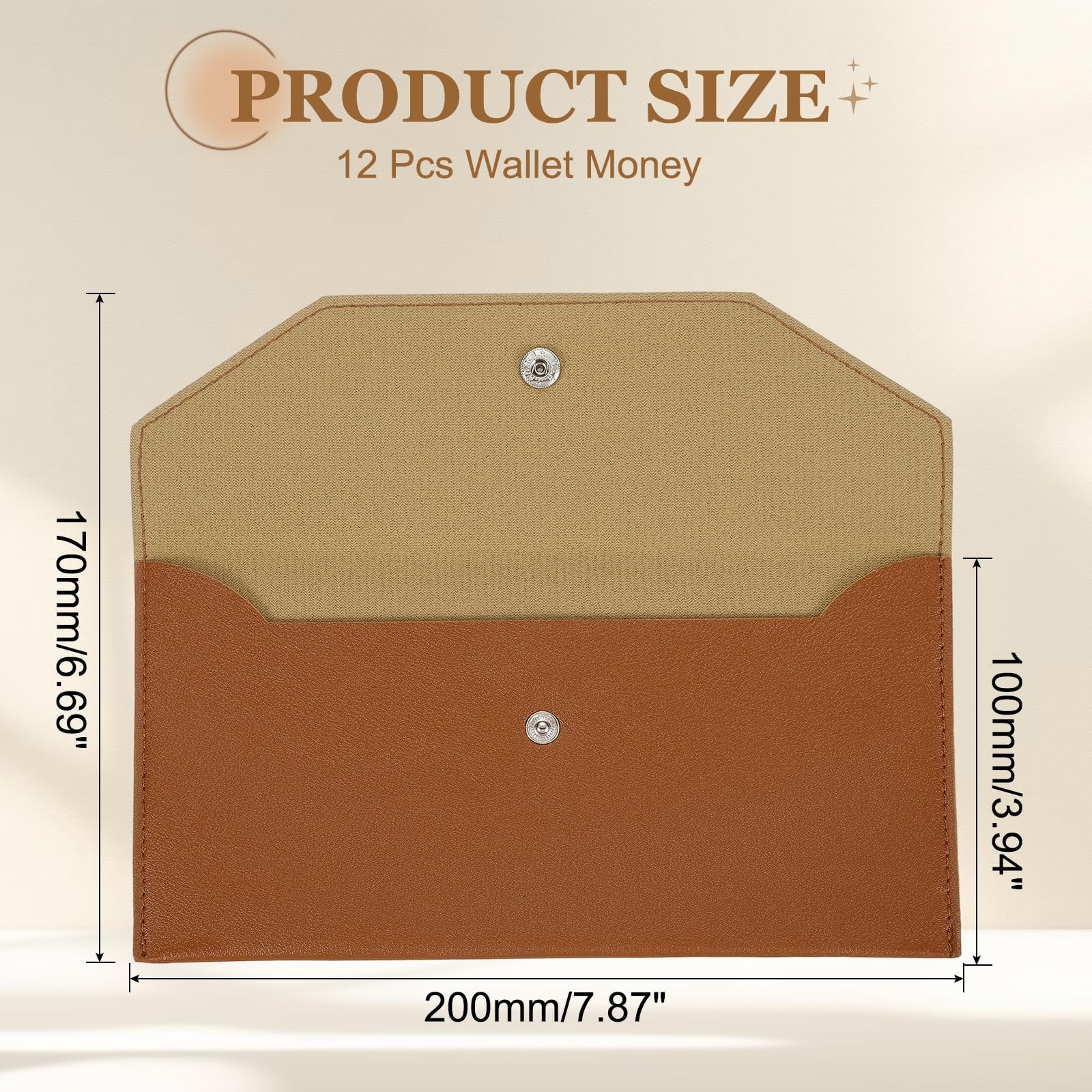 PATIKIL 12Pcs PU Leather Envelope Wallet Card, Reusable Money Pouch Small Leather Organizer Pouch for Women Men Travel,Brown - Image 2