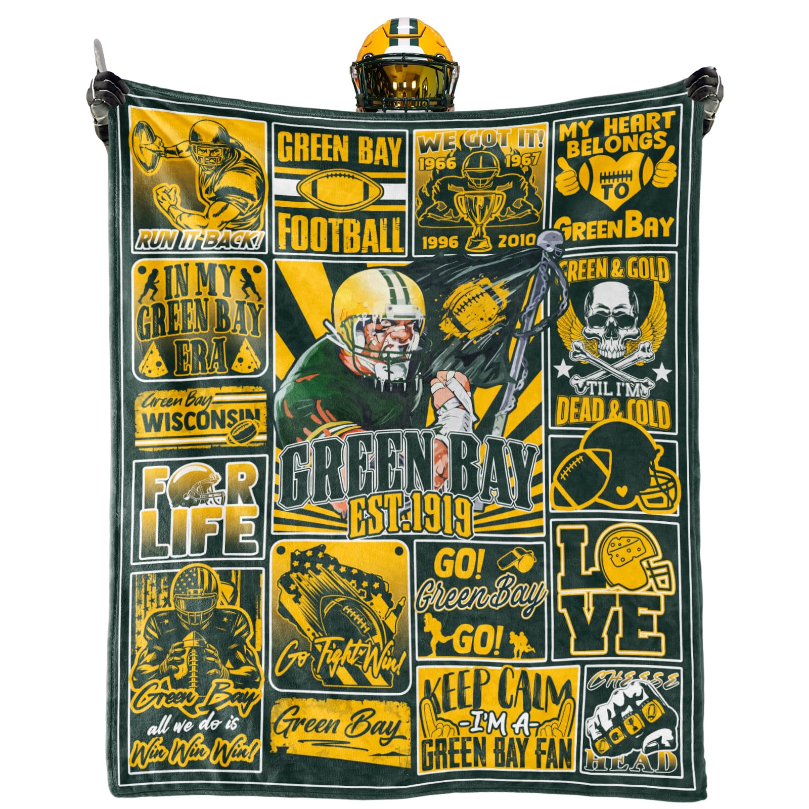 Fußballdecke, Merch für Herren, Fußball-Geschenke für Männer und Frauen, 203,2 x 152,4 cm | Kuschelige Überwurfdecke im Fußball-Stil für Bett, Couch