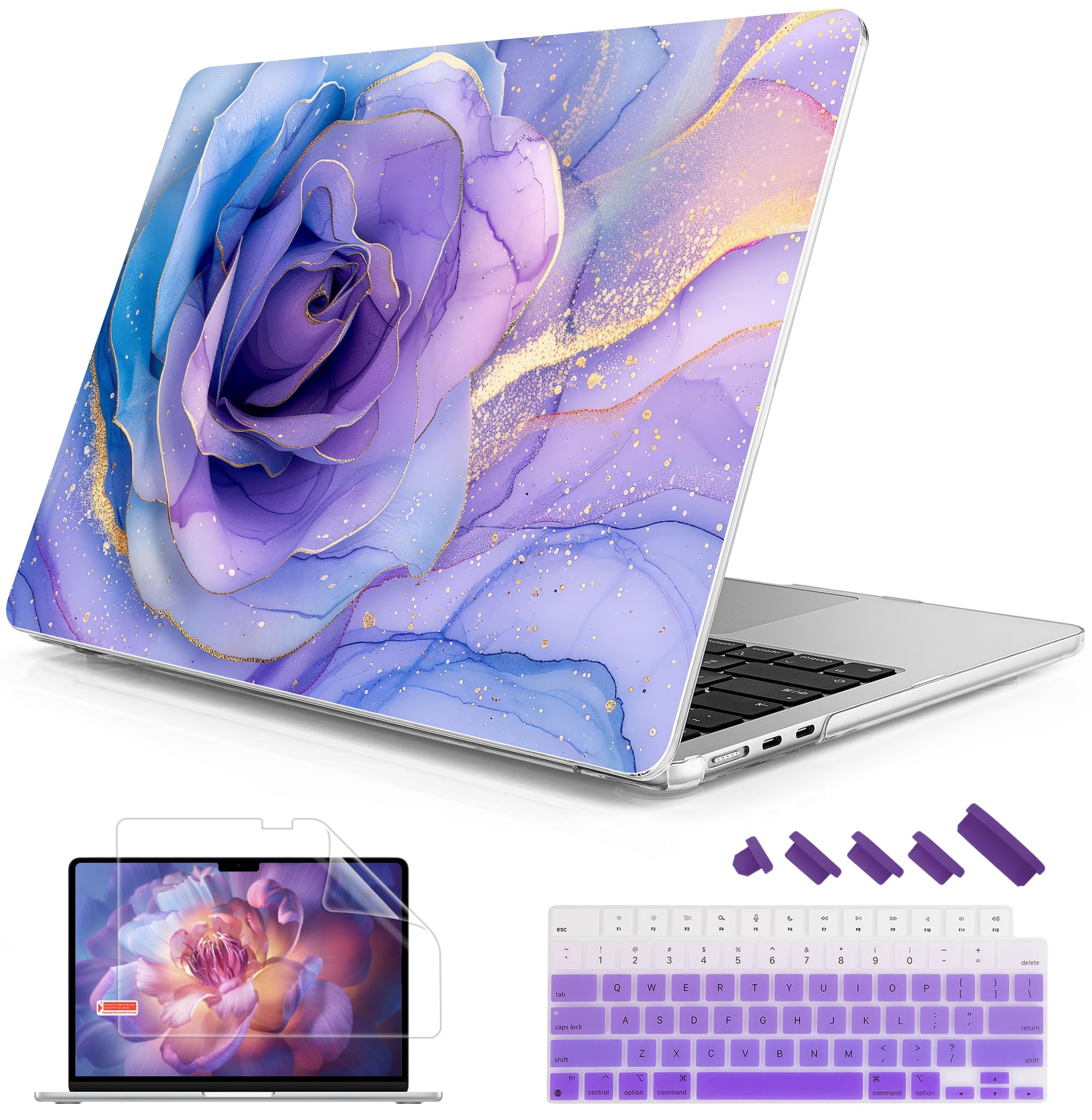 Mektron Case for 2026 MacBook Air 13-inch M5 Laptop A3449 with 13.6-inch Liquid Retina Display, 2025 2024 2022 M4/M3/M2 MacBook Air 13" Hard Shell Cover, Fit Model A3240 A3113 A2681, Rose Marble