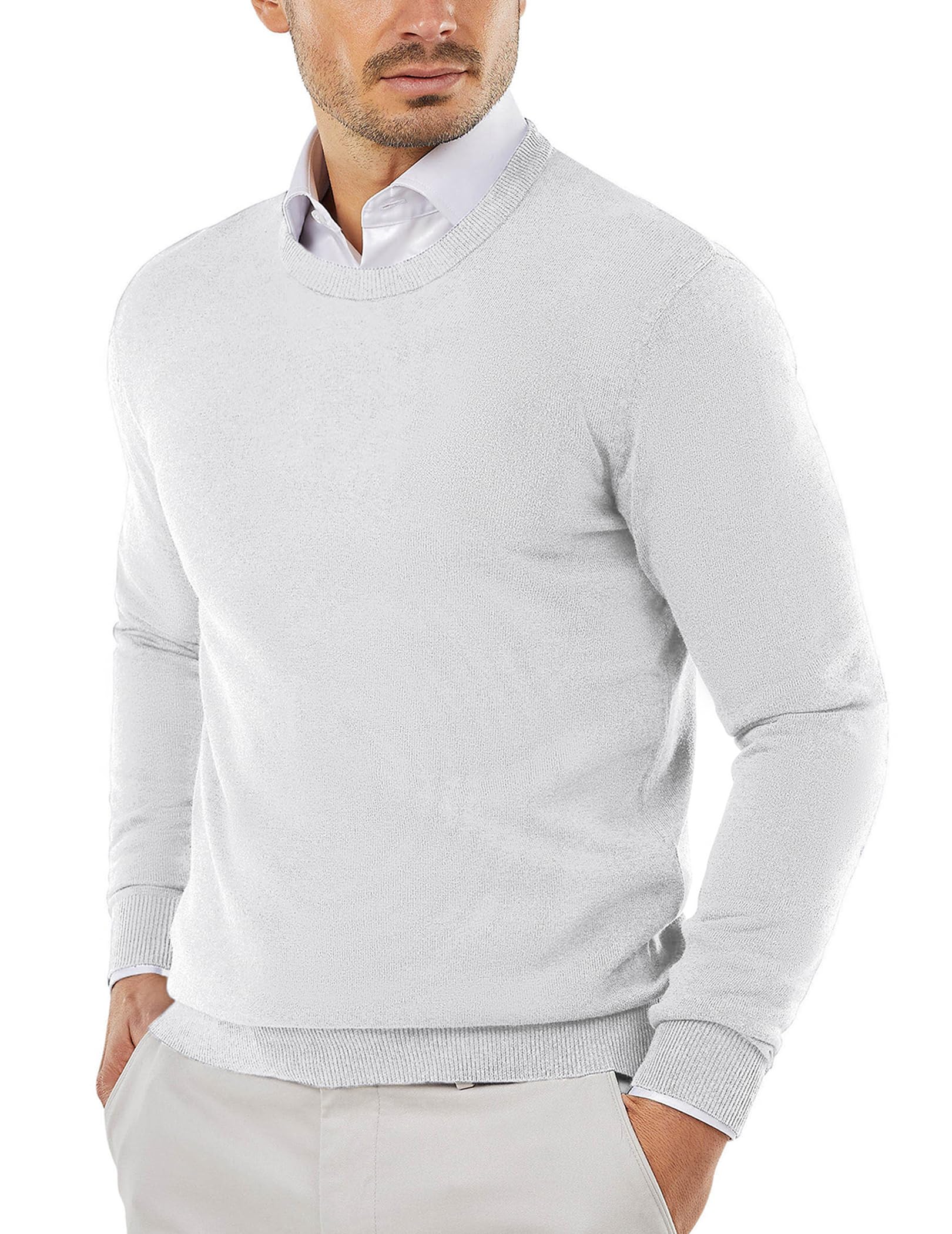 COOFANDY Herren Pullover mit Rundhalsausschnitt Strickpullover Business Feinstrick Winterpullover Männer