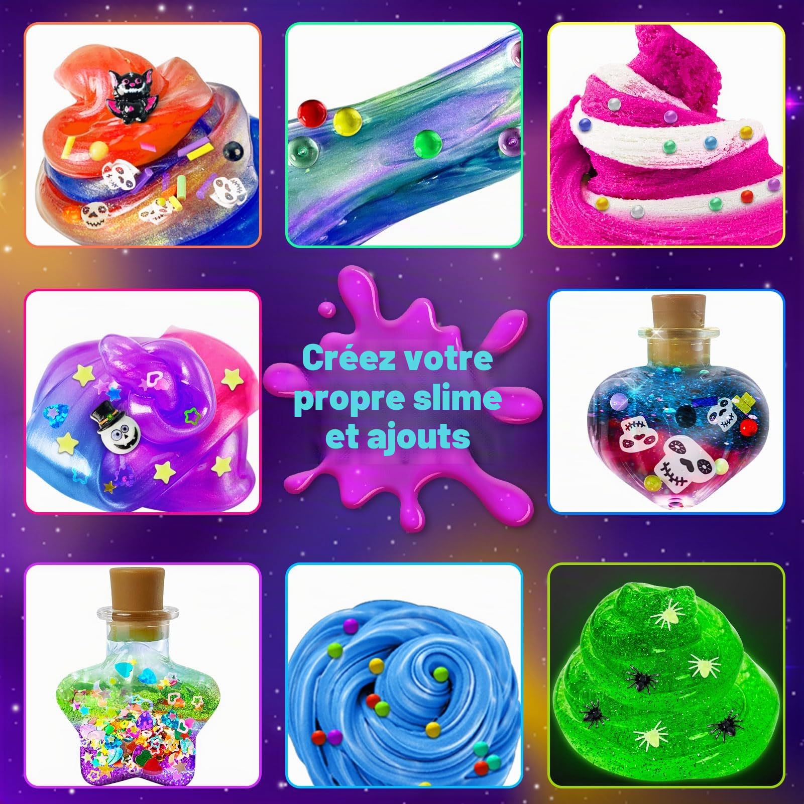 Galaxy Wizard Kit de Fabrication de Slime pour Enfants – Kit de Bricolage avec ajouts, Paillettes Crunchy, Boules en Mousse, pendentifs, Paillettes – Cadeau pour garçons et Filles à partir de 3 à 12