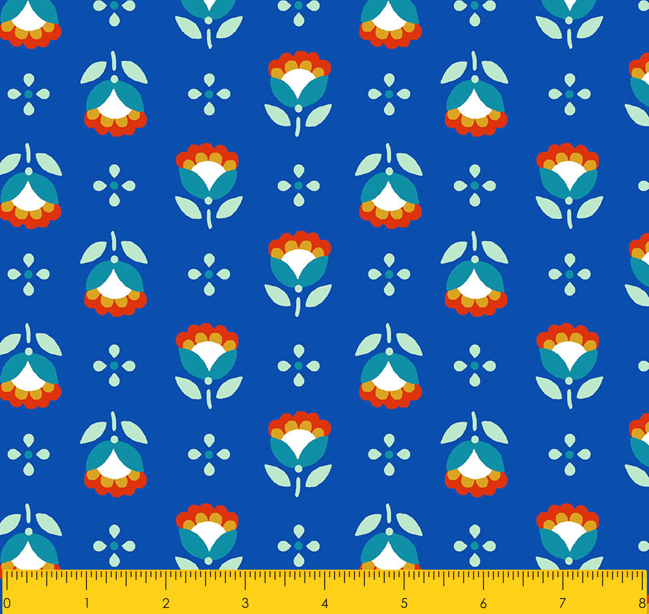 Stitch & Sparkle Fabrics, Modern Scandinavian, Sunflower Cobalt Cotton Fabrics, Quilt, Crafts, Sewing, Cut by The Yard, 44 Inches (SSSF013)