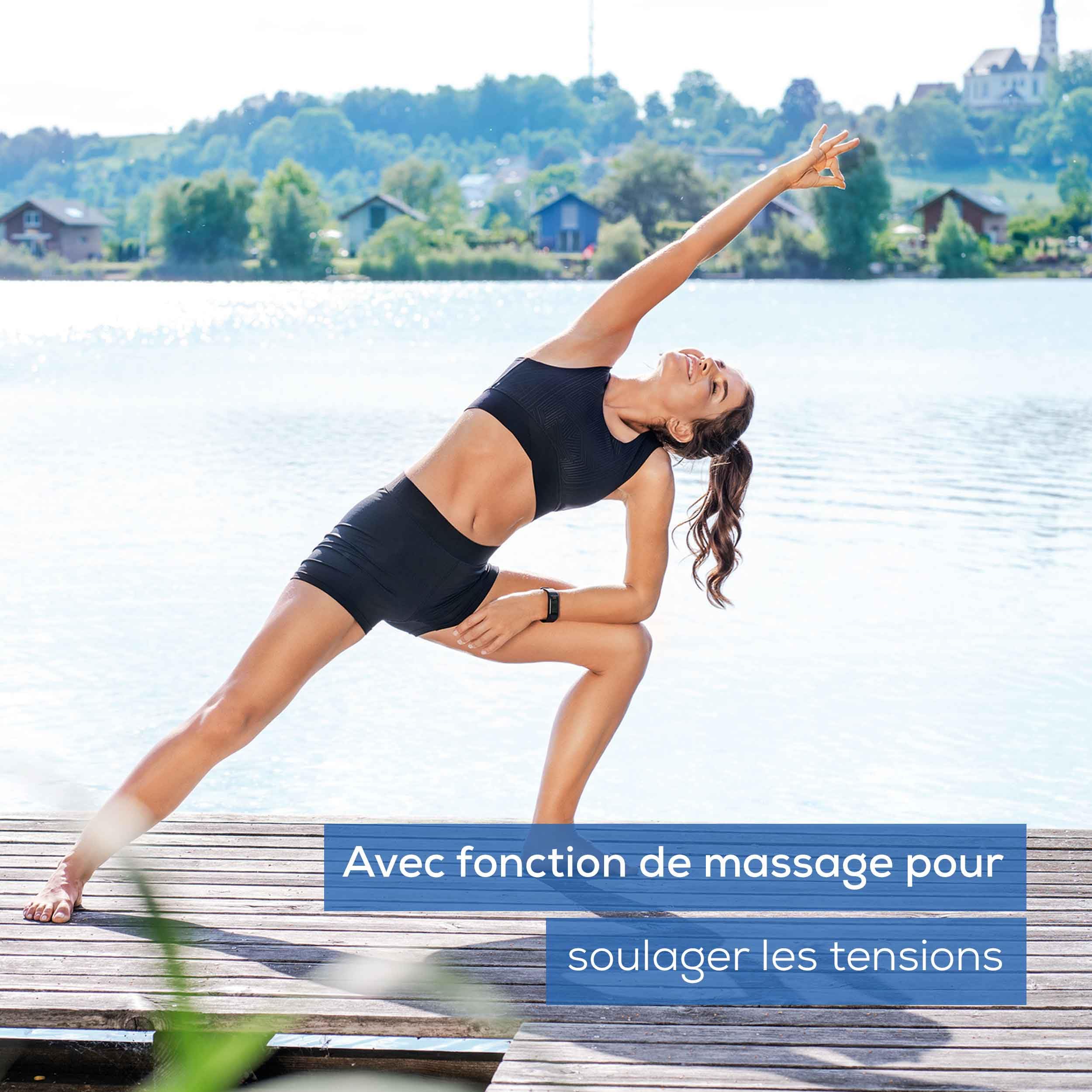 Beurer EM49 Électrostimulateur musculaire 3 en 1 :TENS/EMS/Massage, thérapie anti-douleur TENS, stimulation électrique des muscles EMS, 4électrodes, Noir réutilisables incluses, facile à emporter