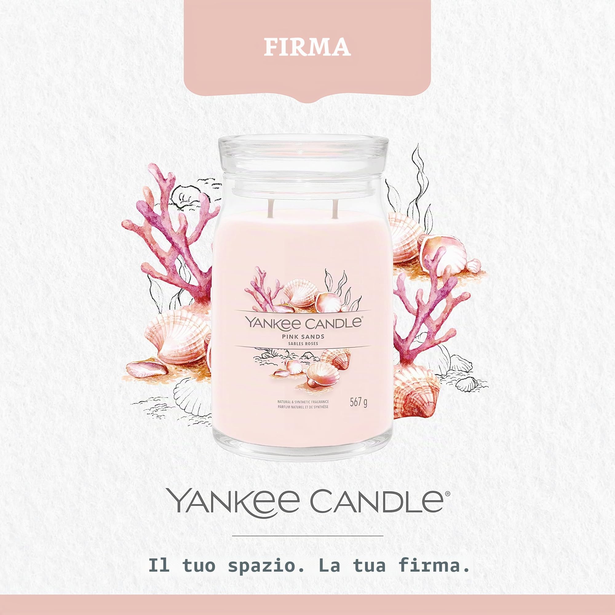 Yankee Candle Signature candela profumata, Sabbie Rosa in giara grande, Candele di miscela di cera di soia lunga durata