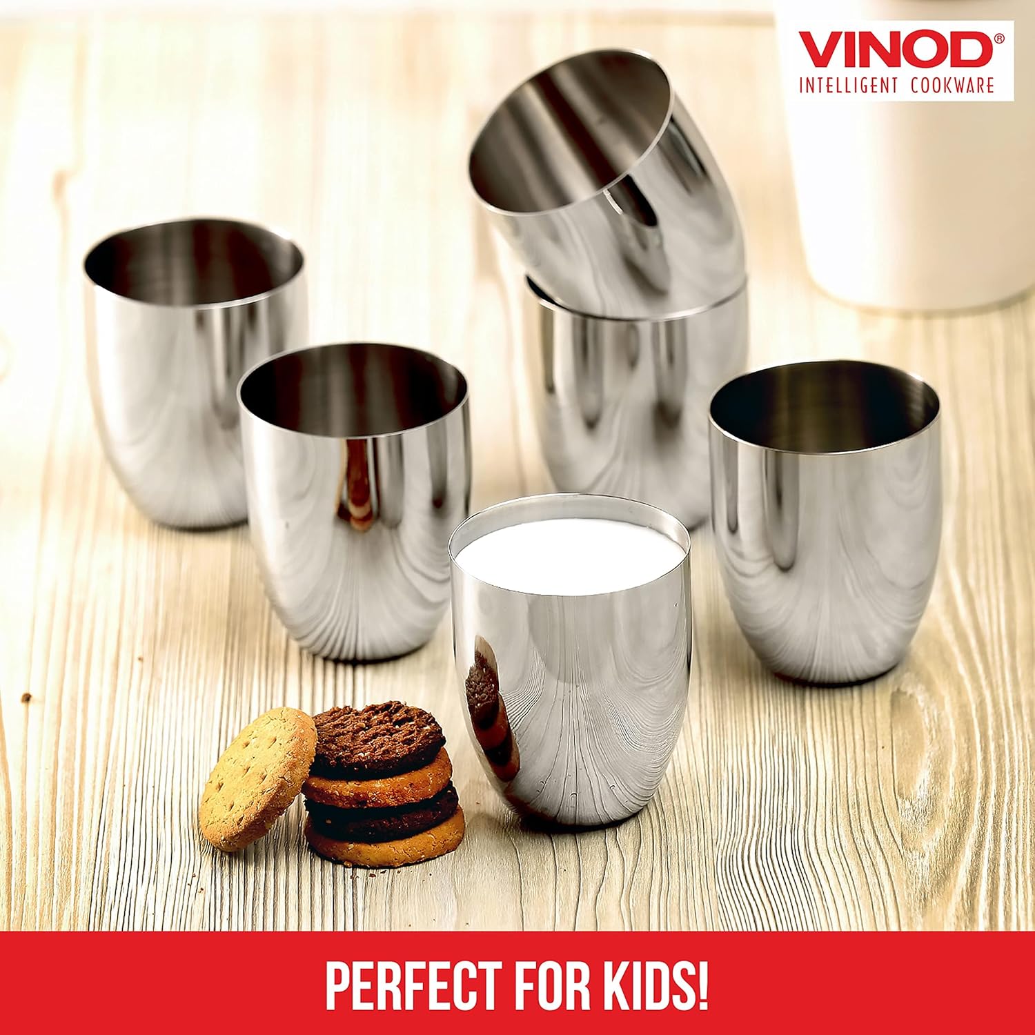 Vinod 12 OZ Premium Stainless Steel Glass, Set of 12 Water Drinking Cups, Premium Metal Cups, Drinking Wine Glasses for Milk, Juice, Beer, Whisky, Alcohol, 12 OZ Cups