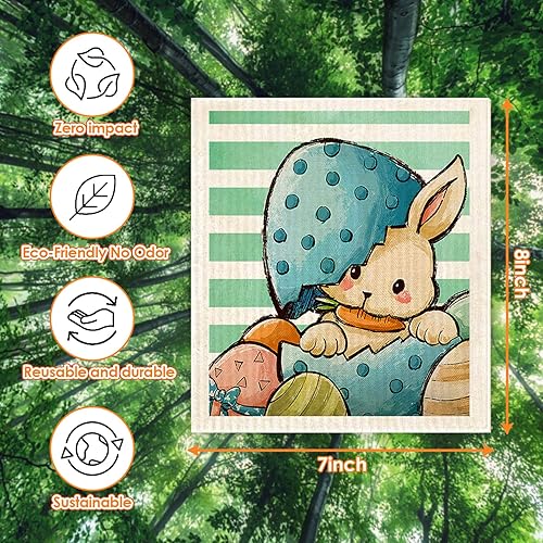 Miniatura 8 de Morigins Paños de cocina suecos de muñeco de nieve de Halloween, reutilizables, sostenibles y biodegradables, esponja de celulosa, paños de limpieza