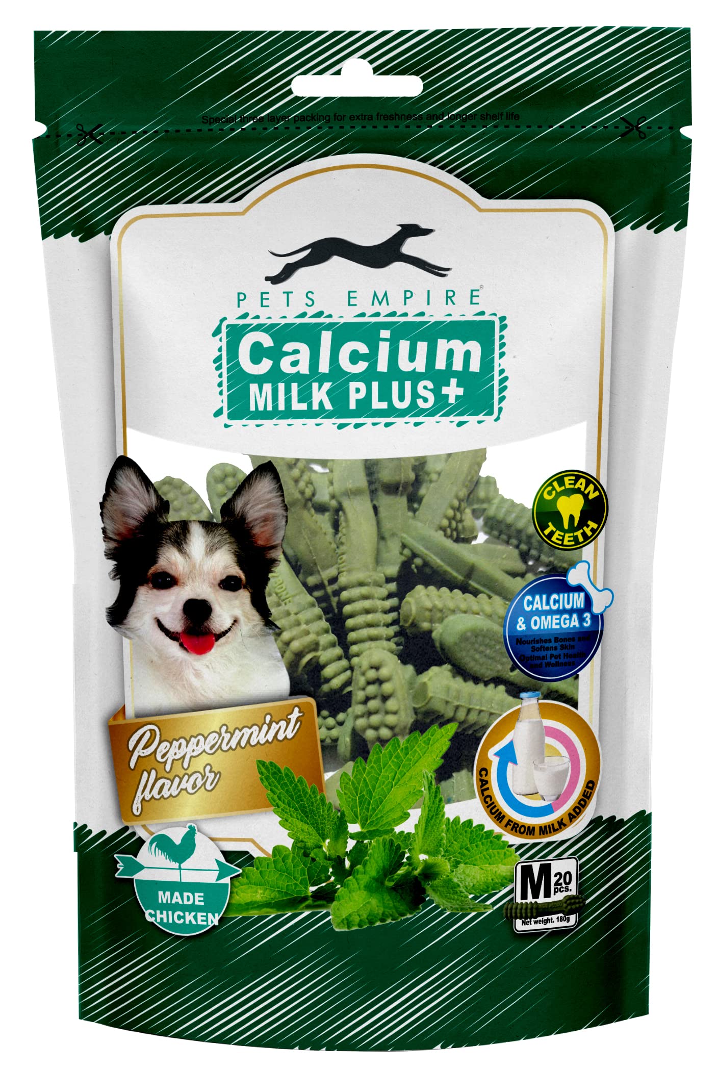 Pets Empire Dental Bones Dog Treat Oral Care 7cm 20Pcs | Peppermint Flavor Dental Chews for Dogs | Easy to Digest, Rich in Fibers | Freshen Breath & Fight Tartar & Plaque | Calcium Milk Plus (B0B5DXPBR1) Amazon Price History, Amazon Price Tracker