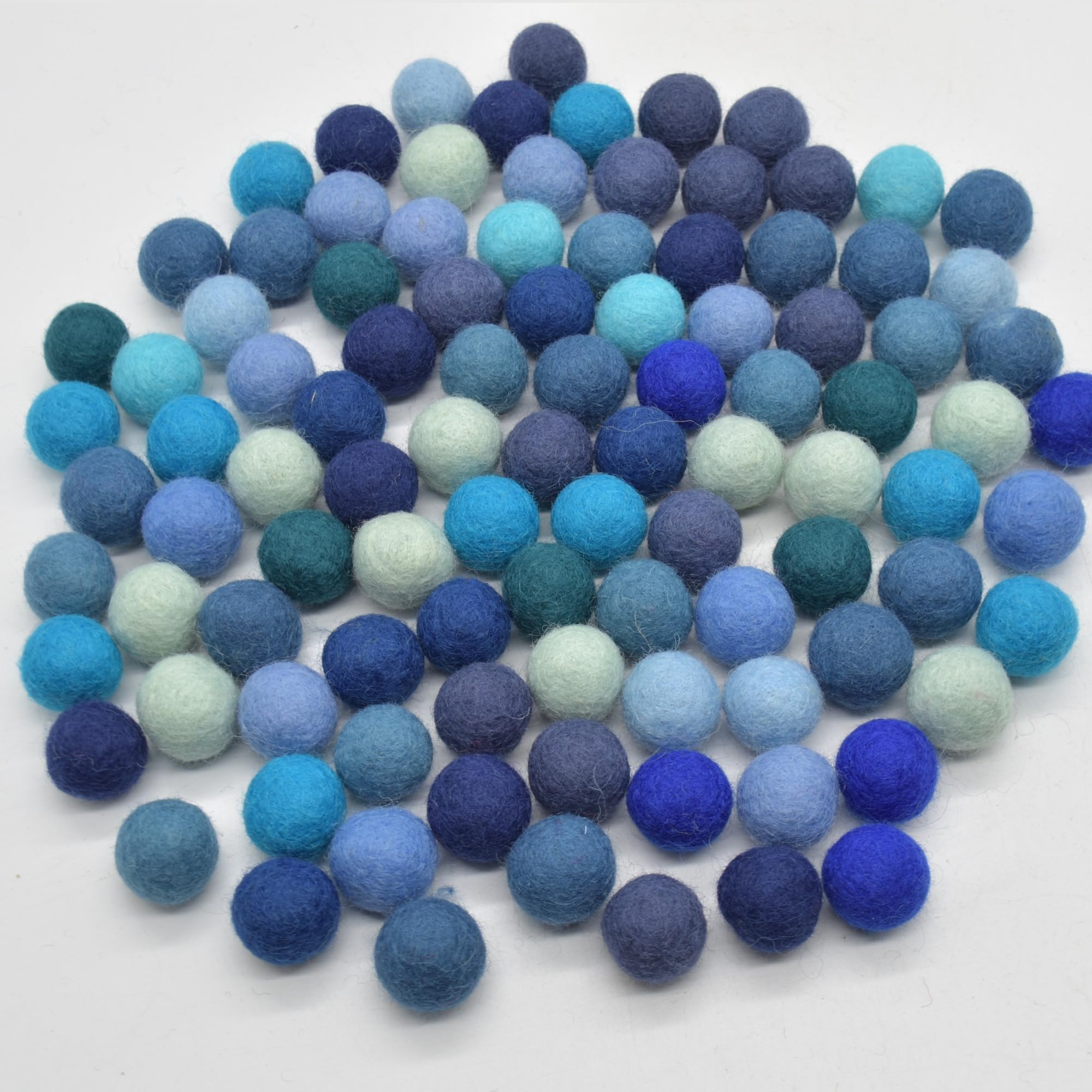 Oriental Direct Blue Colours 100% Wool Felt Balls 2Cm - 100 Count