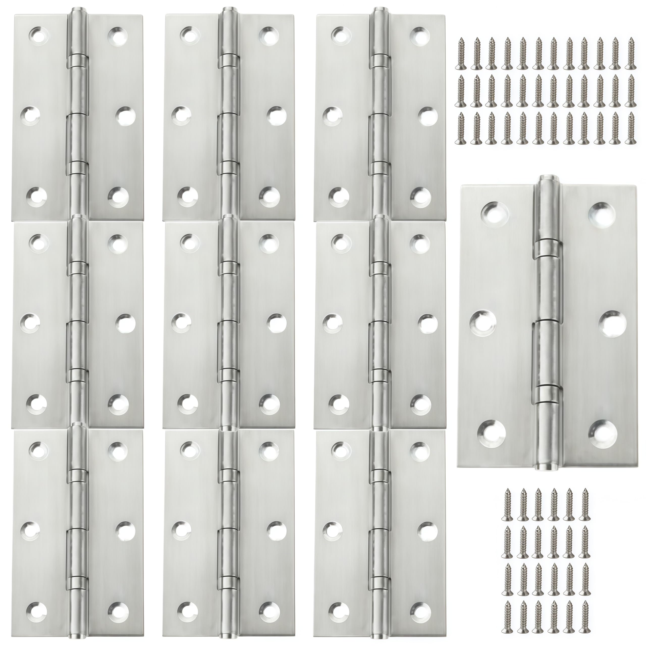 Vbnexyr Regular Hinge 10 Piece Pack Of Stainless Steel Casement Small Hinges Door And Window Bearings Folding Hinges Suitable For Room Doors Cabinets And Display Windows 2.5 Inches