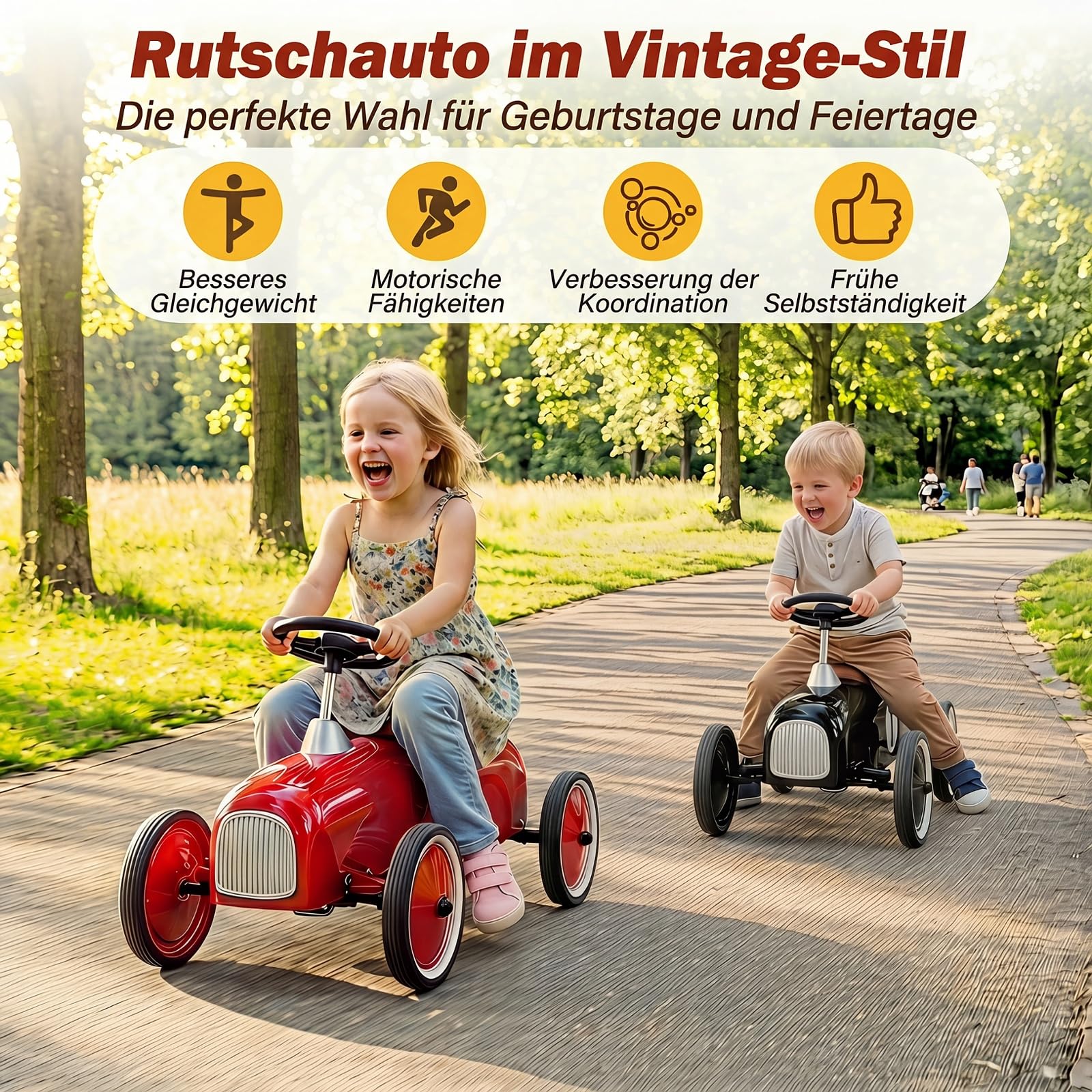 COSTWAY Rutschauto aus Metall für Kinder ab 1 Jahr (Schwarz) | tragbares rutschfahrzeug mit Lenkbegrenzung, bequemem Sitz, rutschfesten Rädern, Indoor/Outdoor Kinderfahrzeug Jungen/Mädchen