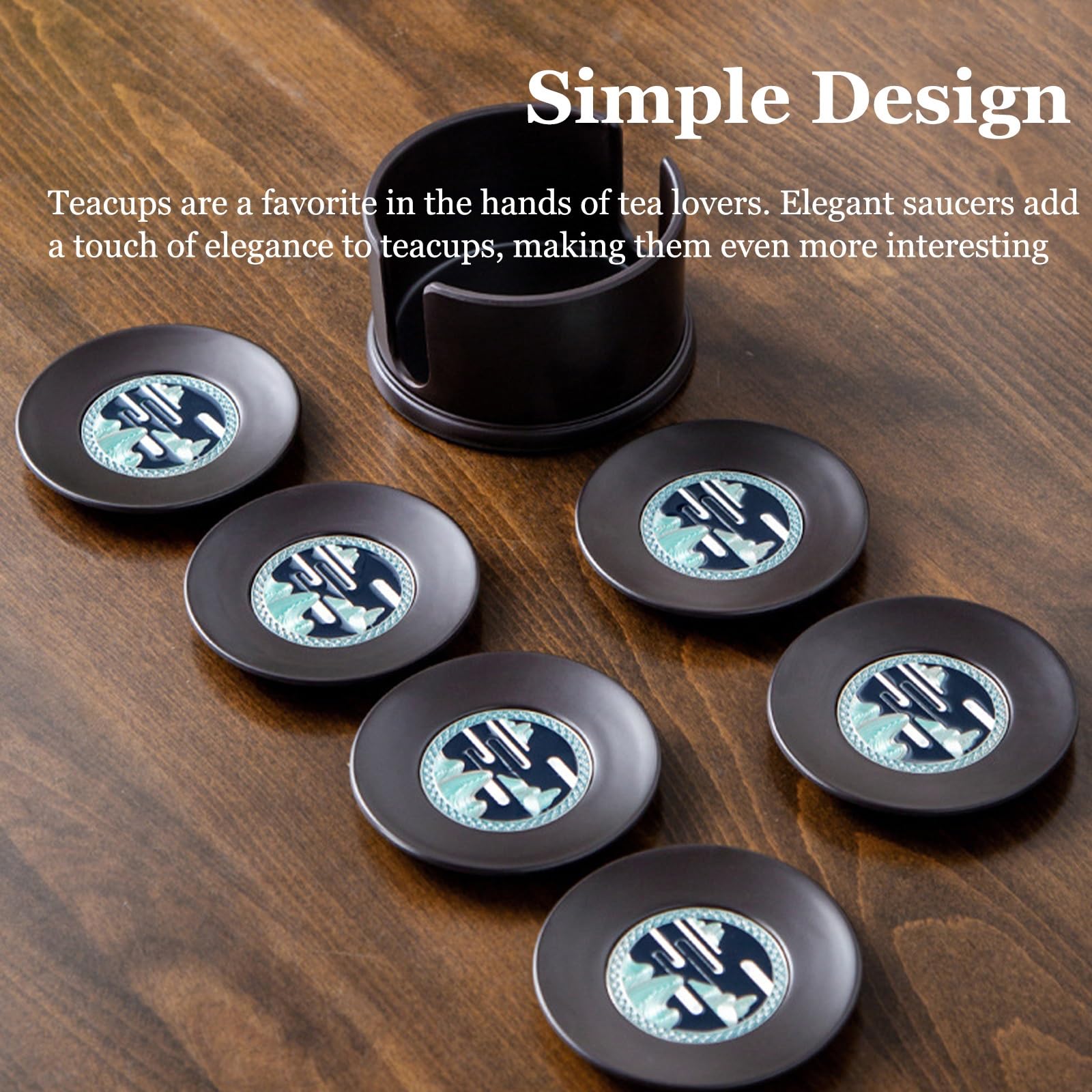 Posavasos té Kung Fu, Juego de 6 Posavasos Redondos, Accesorios la Ceremonia del té, protección contra el Calor, for Colocar Tazas de té en casa, la Oficina o el salón té(Brown)