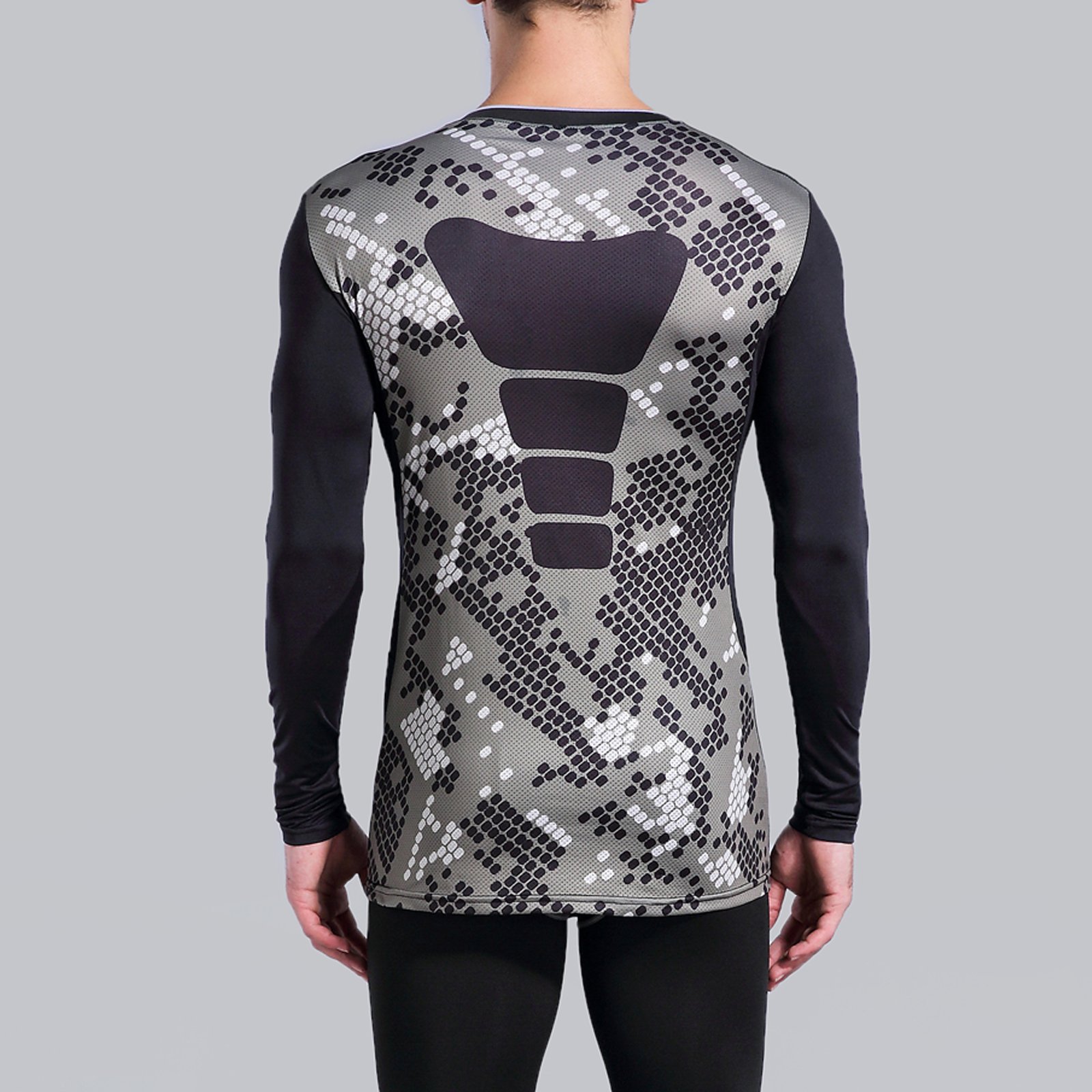 AMZSPORT Maglia Compressione Uomo Maglietta Termica Manica Lunga per Ciclismo Running
