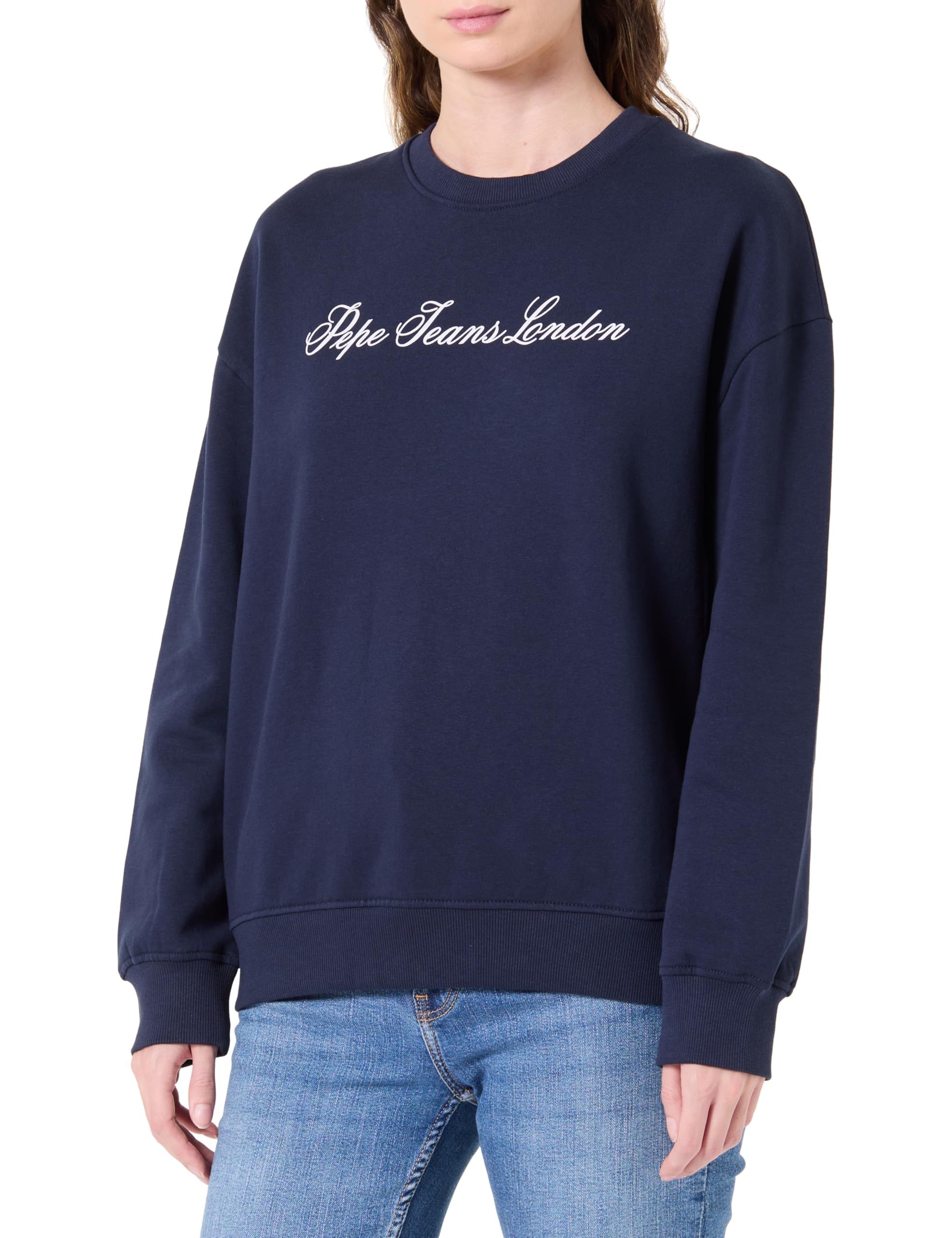 Pepe Jeans Women's W BASIC CREW Sweatshirt, Blue(NAVY), XL