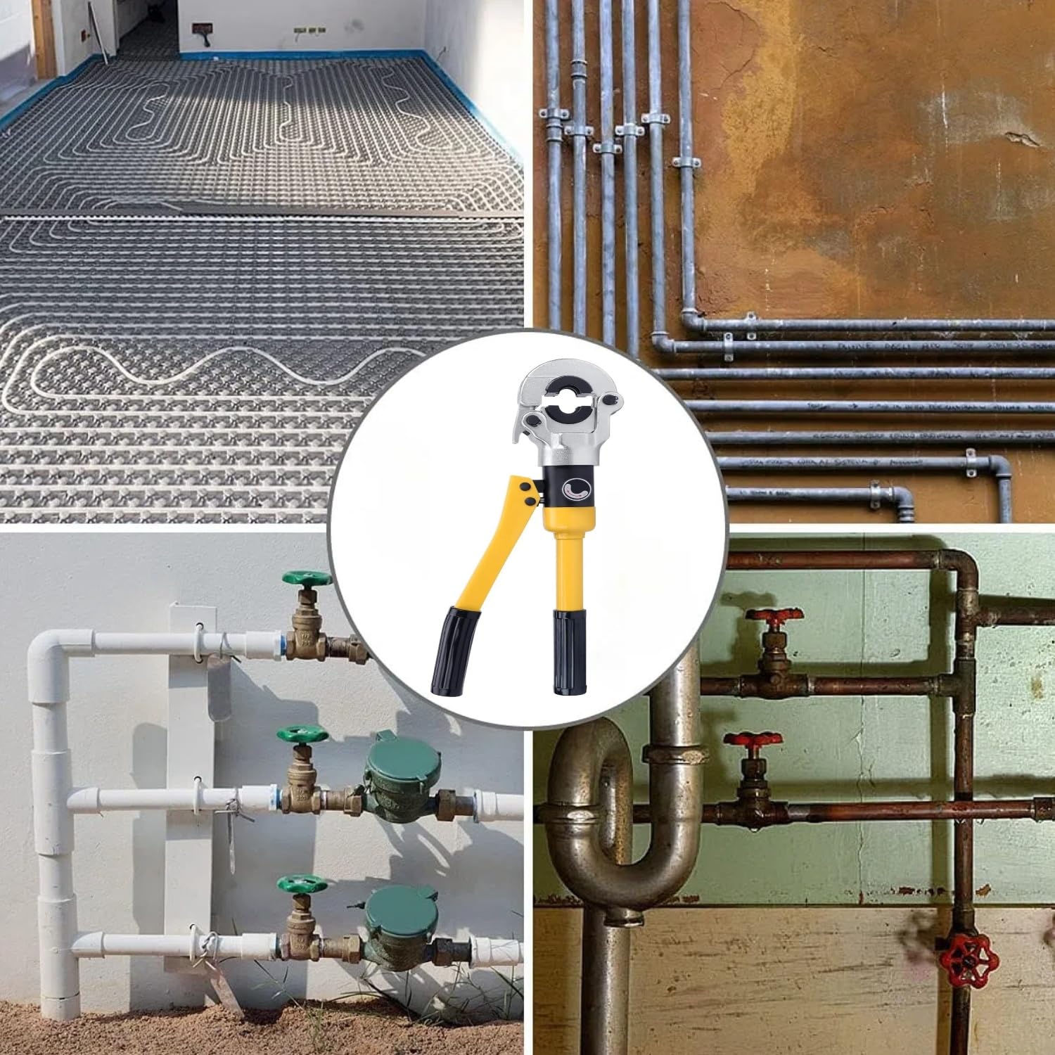 8T Utensili di crimpatura idraulici per tubi Pinza Idraulica Crimpare Set di Strumenti di Crimpatura Pinza a Pressione Idraulica per tubi in alluminio-plastica con Matrici