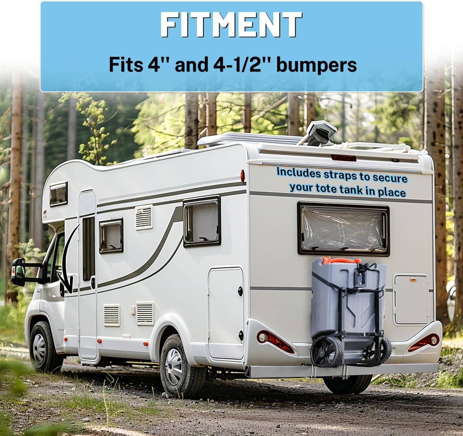 New RV Bumper Mount Tote Tank Carrier Secure Tank in Place