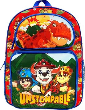 Fast Forward Kids Licensed 16" Paw Patrol-The Dino Movie Cargo Backpack - Large School Backpack With Multiple Pockets