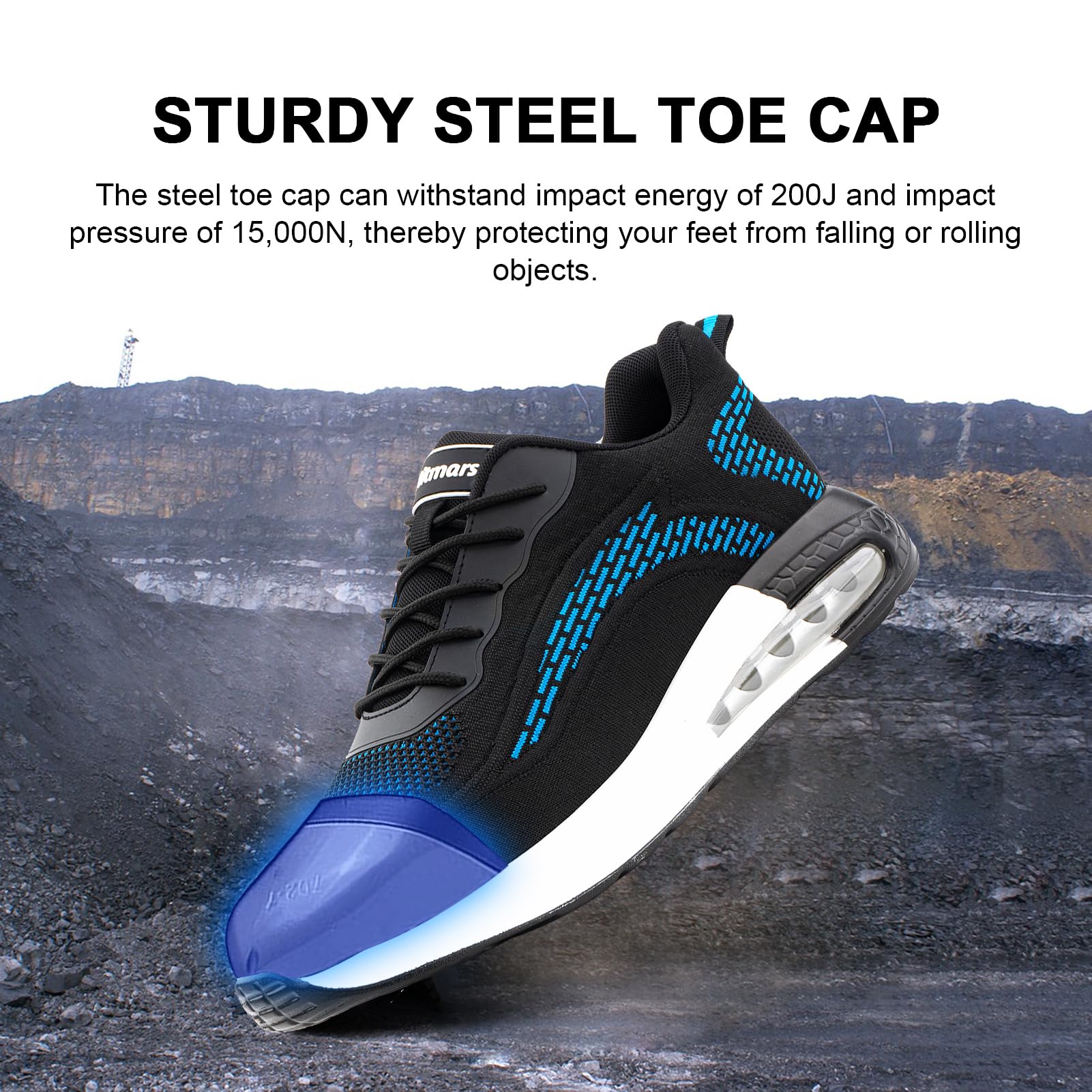 Hitmars Scarpe Antinfortunistiche Uomo Donna Scarpe da Lavoro S3 Safety Shoes S2 Scarpe Lavoro Scarpe da Cantiere Cucina Comode Nero Blu EU36-48