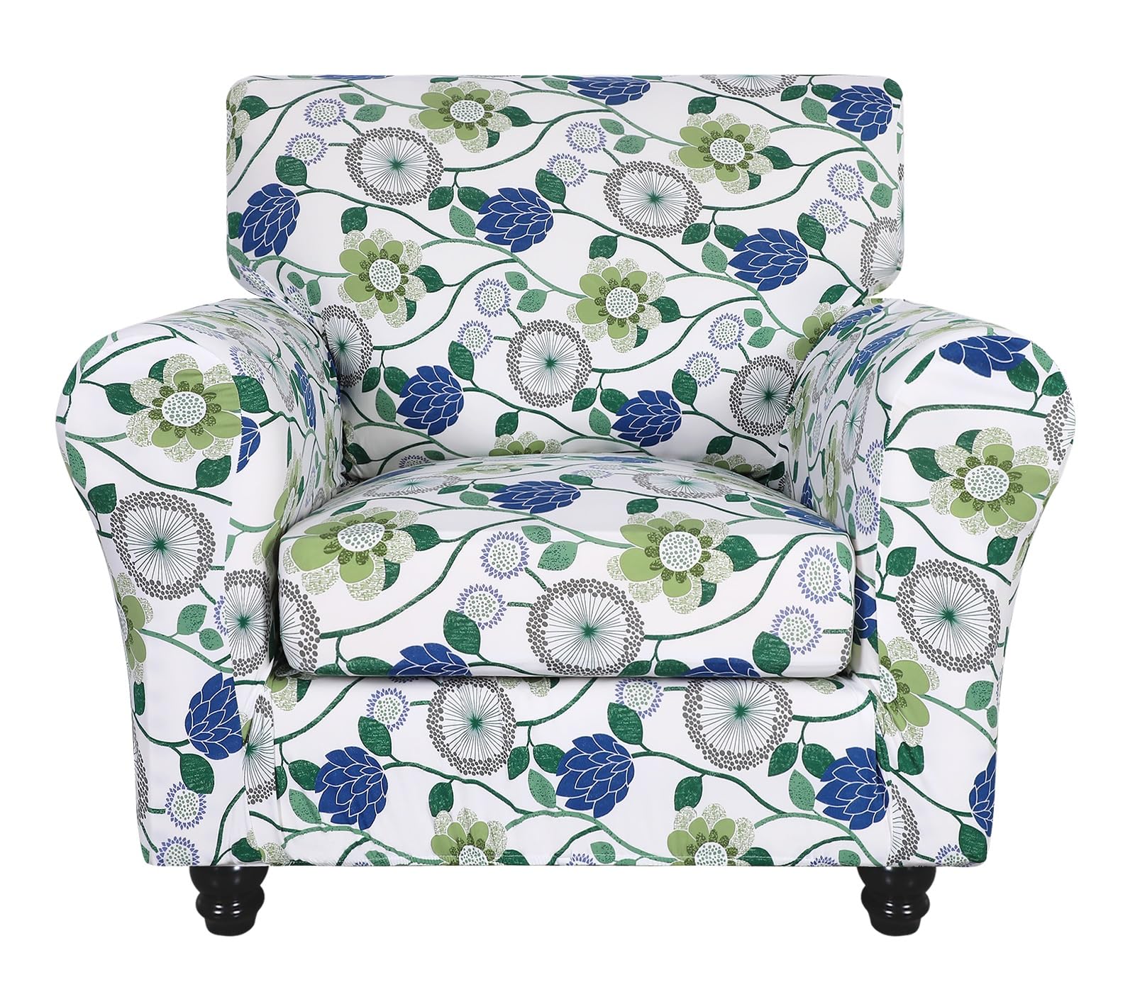 SearchI Stretch Sofa Cover Printed Couch Covers, Floral Pattern 2 Piece Armchair Slipcover with Separate Chair Cushion Cover, Washable Furniture