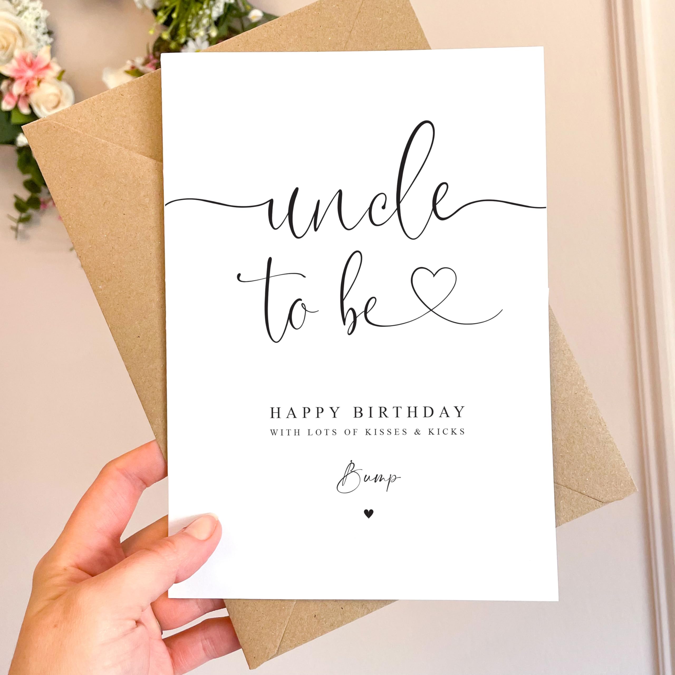 Happy Birthday Uncle to be Card from Bump with kraft envelope, Happy Birthday Uncle to be Birthday Card, Birthday Card from the Bump