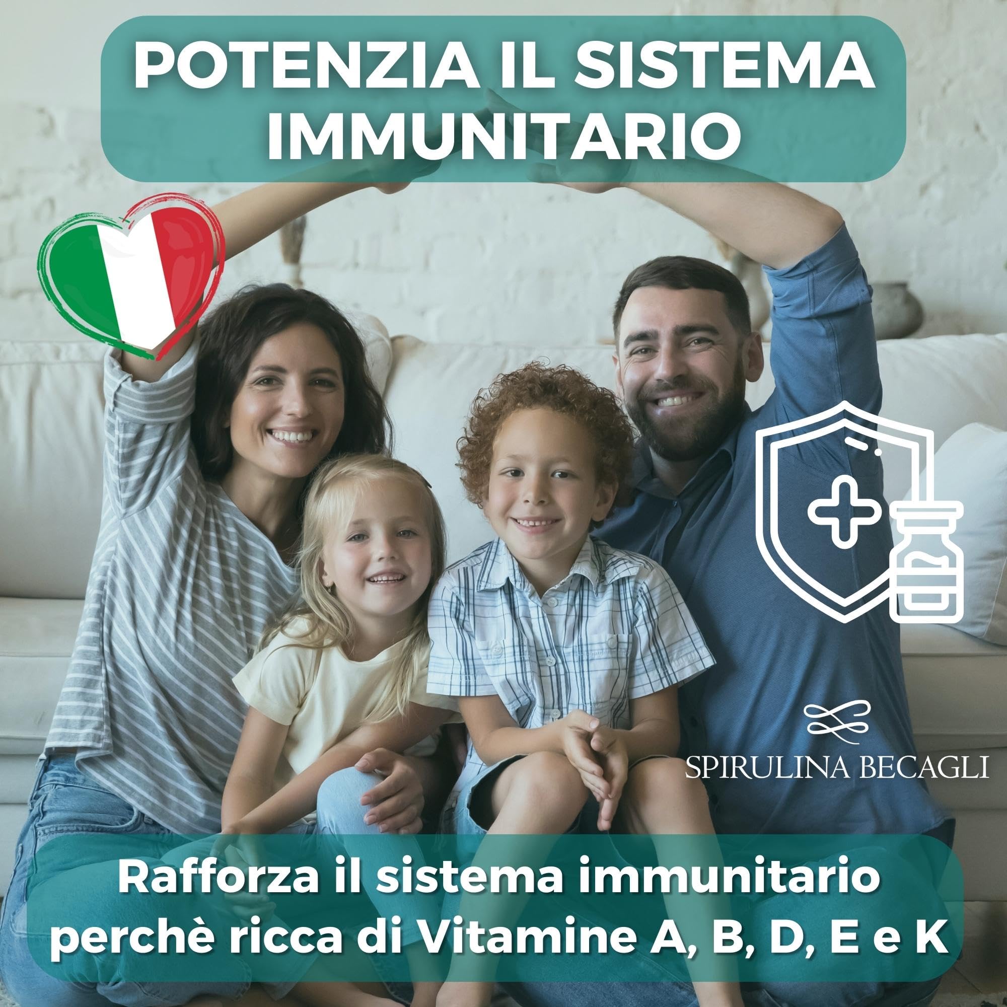 SPIRULINA BECAGLI Spirutab - Spirulina Compresse, Alga Spirulina Integratore Made in Italy, Energia Naturale e Detox, Vegan (180 Compresse (1 Confezione))