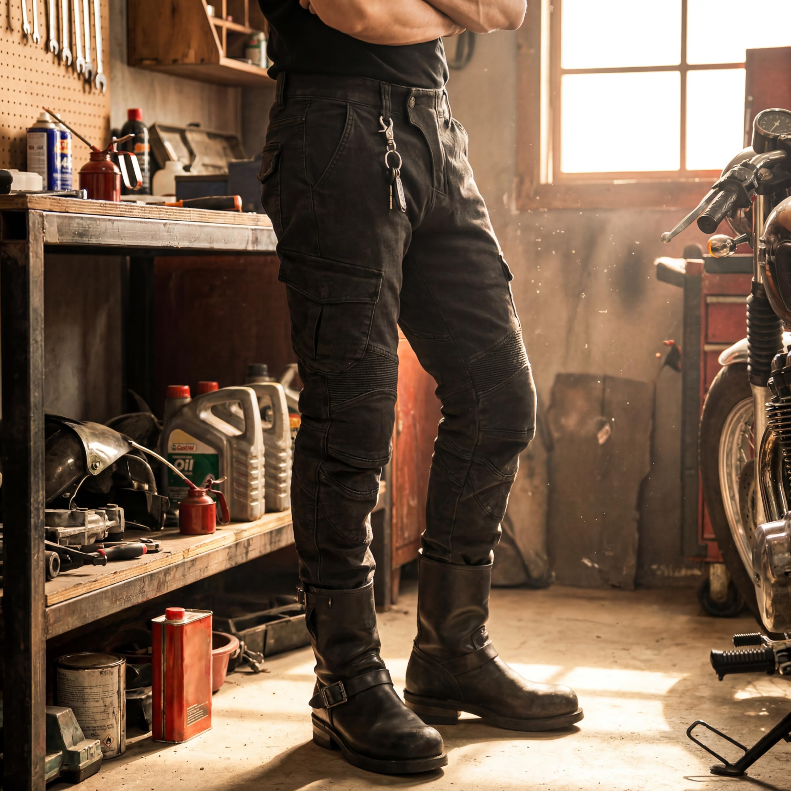 Jeans da motociclista da uomo, resistenti alle cadute, pantaloni da motociclista, sportivi, traspiranti, per ciclismo, equitazione