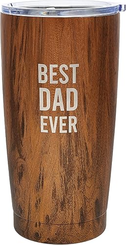 Pavilion - Vaso de viaje de acero inoxidable de 20 onzas, acabado de madera, regalos para papá de hija, hijo, taza de viaje aislada con tapa, regalo