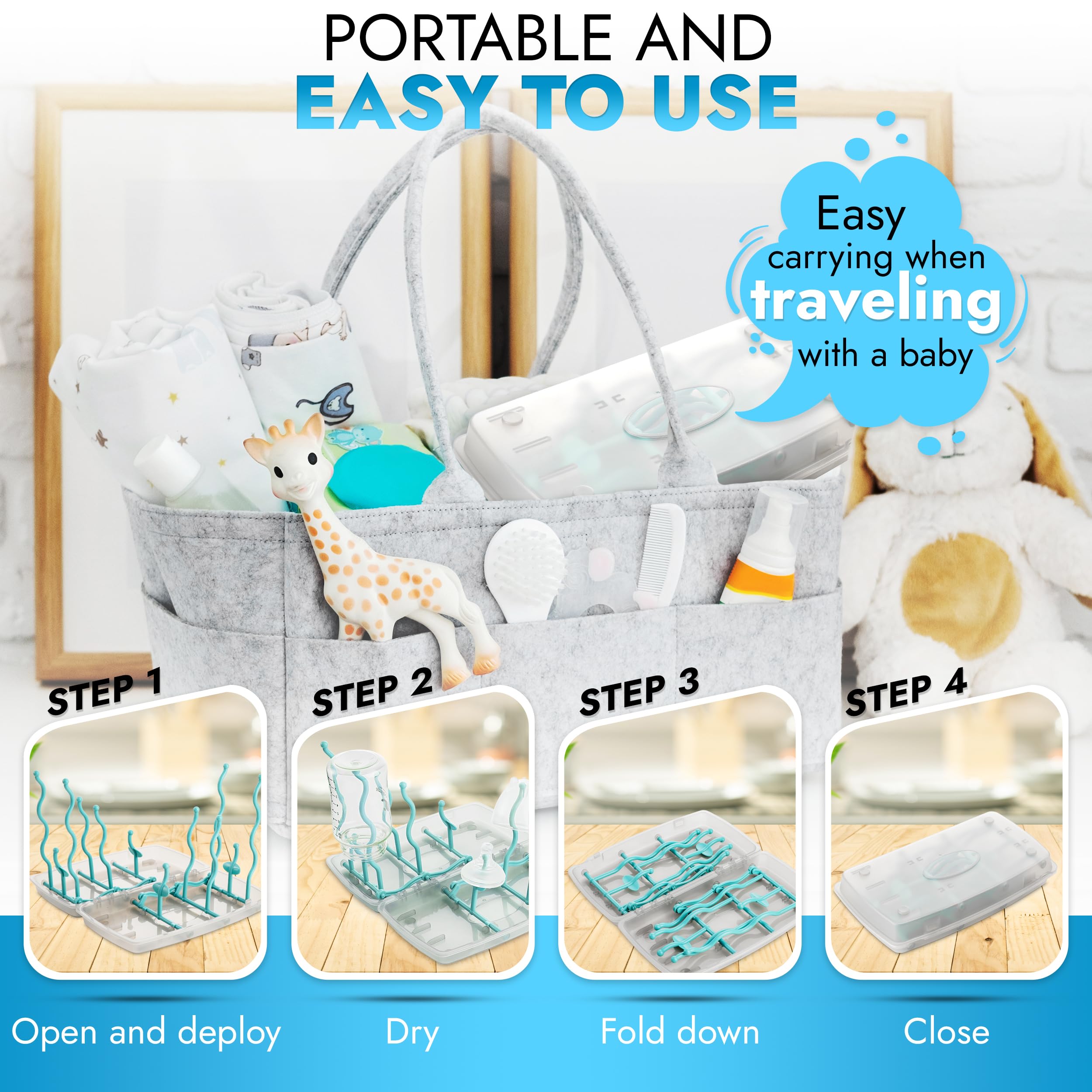 Bottle Drying Rack Space-Saving Baby Foldable Travel Holder For