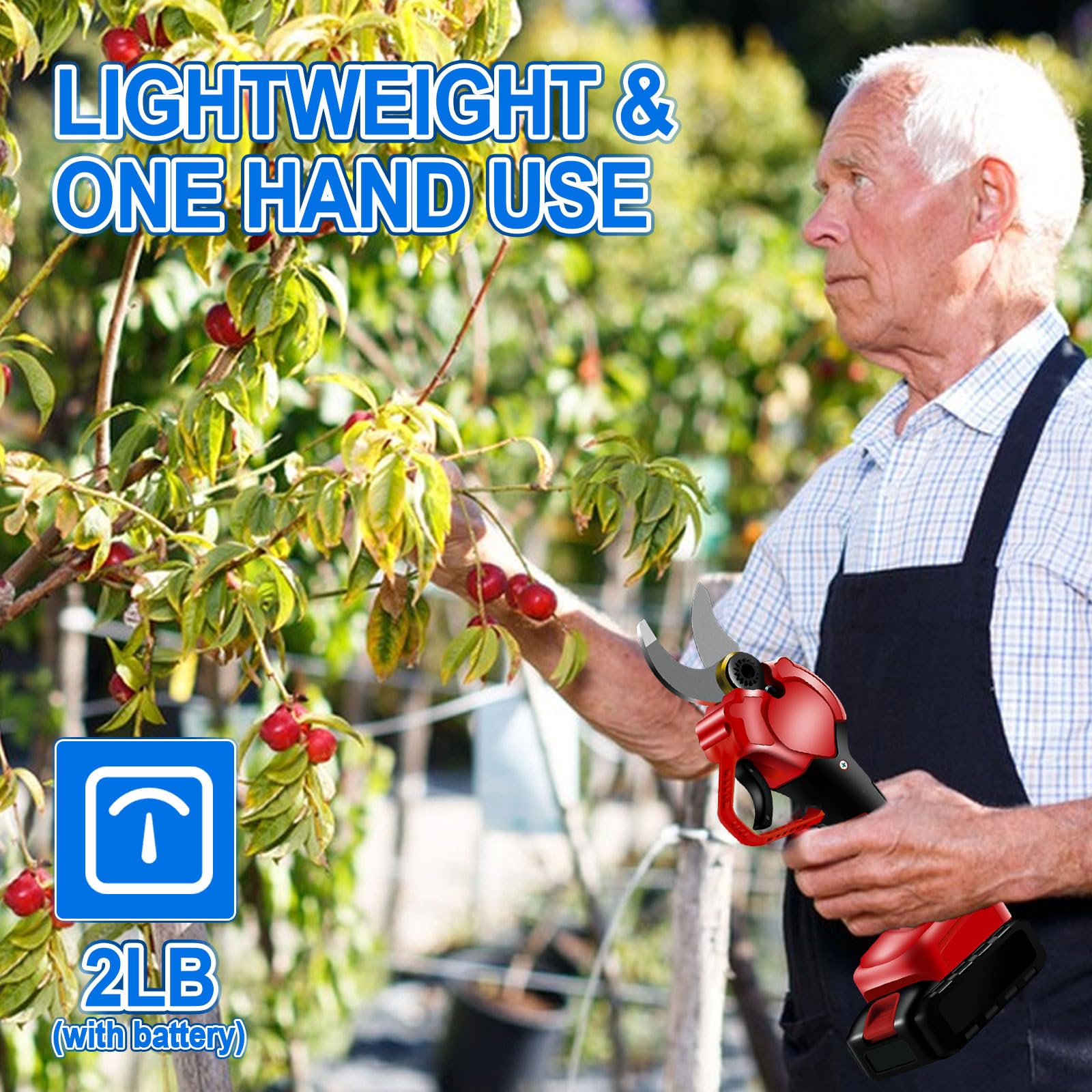 Sécateur électrique sans fil 40 mm, 21 V, moteur sans brosse, lames SK5 avec verrouillage de sécurité, sécateur à batterie pour arbres fruitiers, jardins, branches