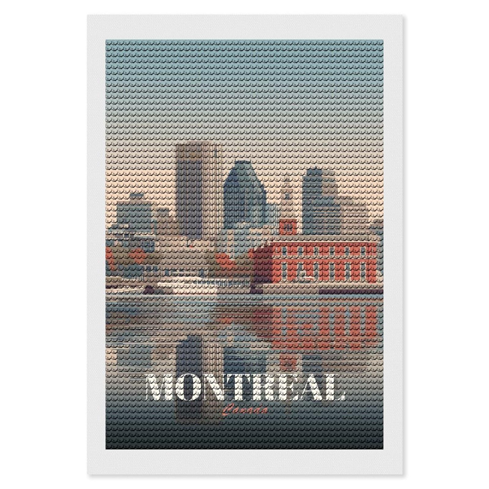 Junmoney Montreal Canada Cityscape Illustration Diamond Painting Canvas Set 8"x12", for Women, Pleasing Wall Art Project, Aesthetic Room Decor, Gift Idea
