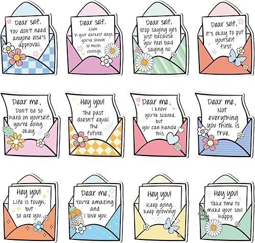 12 imanes de salud mental para nevera, bohemios, recordatorio diario, imanes para refrigerador, impermeables, positivas, afirmaciones de psicología,
