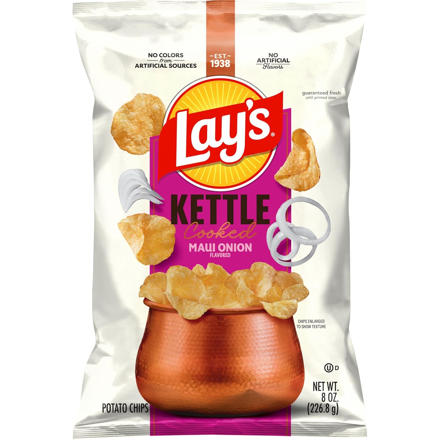 Lay's Kettle Cooked Chips, Sea Salt and Vinegar, 32 Ounce (Pack of 4)