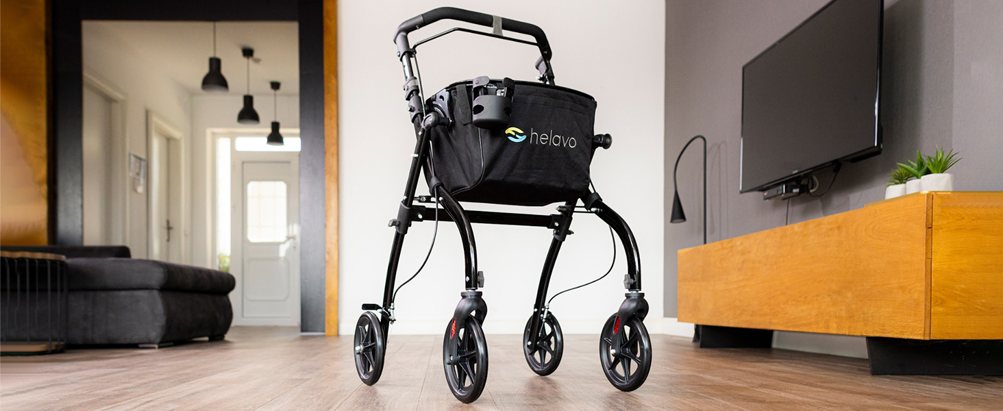 Helavo Rollator mit 3 Rädern - 5,5 kg leicht - Für Wohnung & Draußen