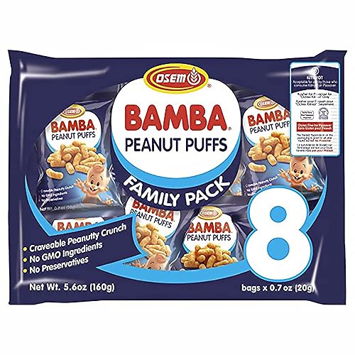 Osem Bamba - Snacks de maní para bebés paquete familiar de 8 bolsas de 07 onzas líquidas de mantequilla de maní hechos con 50 de maní