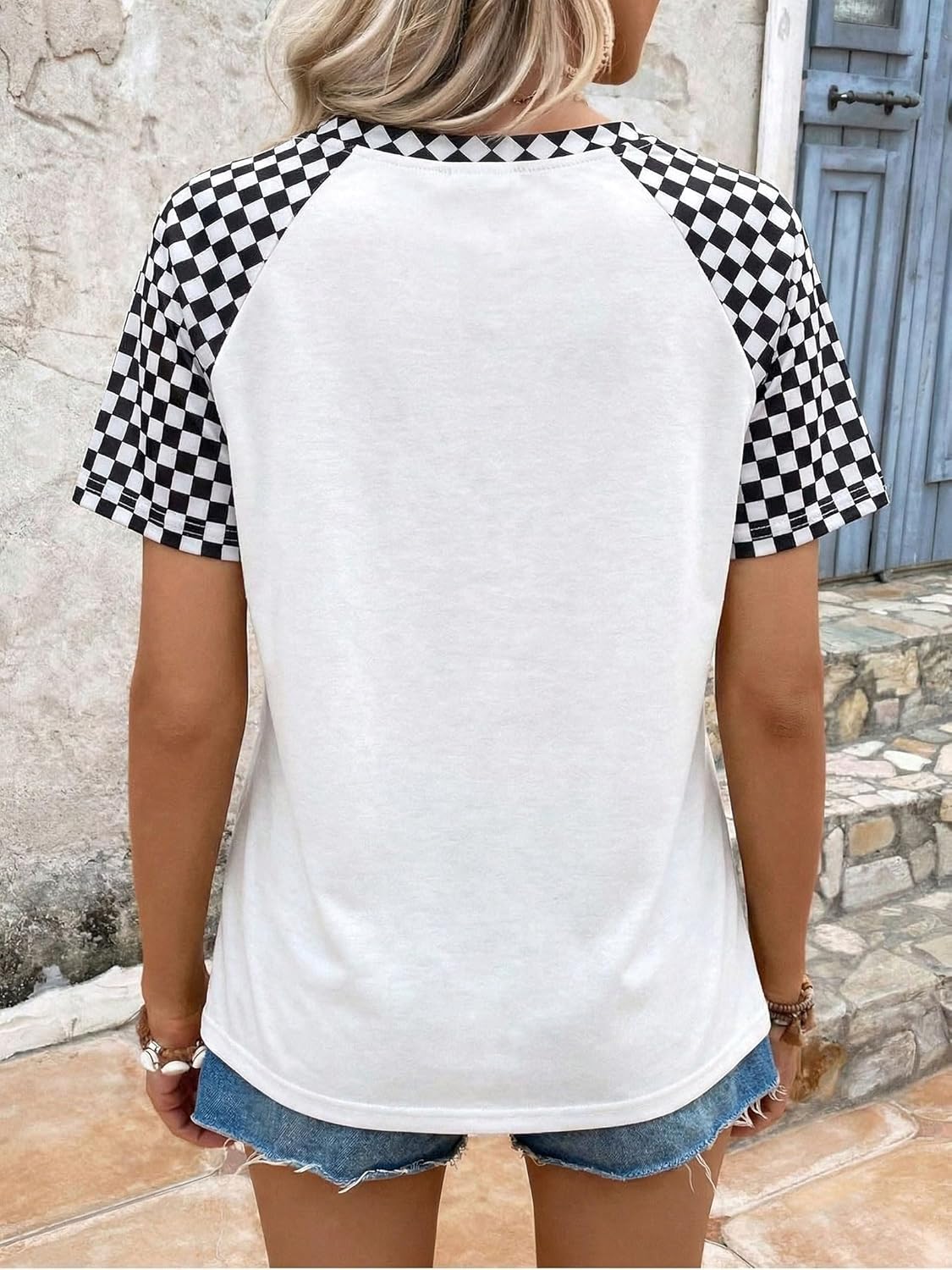 Racing Shirt for Women Vintage Checkered Flag Graphic Tshirt Race Day Car Shirts Casual Short Sleeve Tops - Image 5