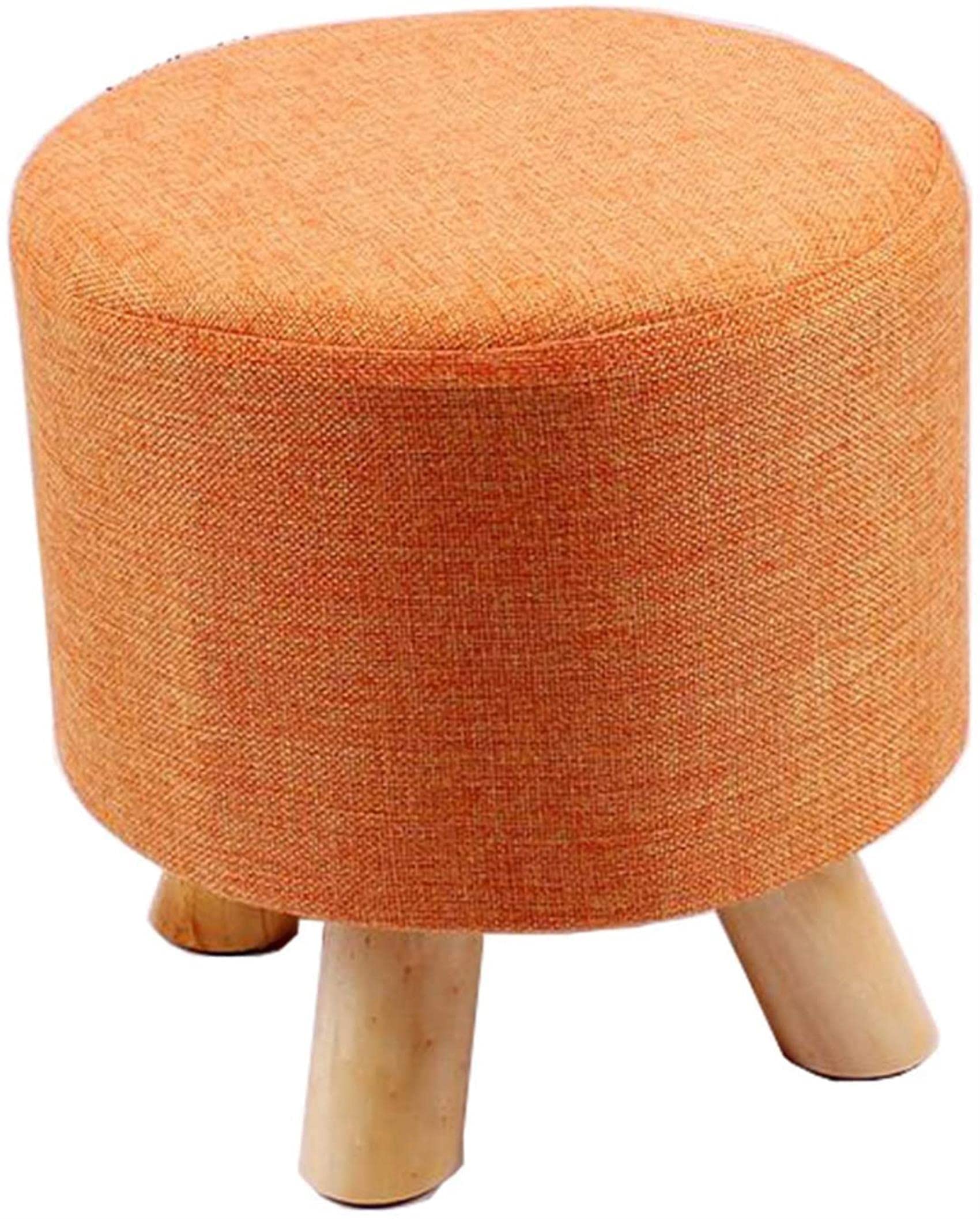 Tabouret de coiffeuse rond et compact, repose-pieds orange déhoussable