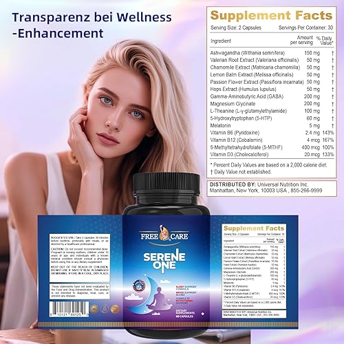 Miniatura 6 de Cápsulas para dormir de melatonina 15 en 1, ayudas naturales para dormir para adultos con melatonina 5 mg y glicinato de magnesio, apoyan la salud