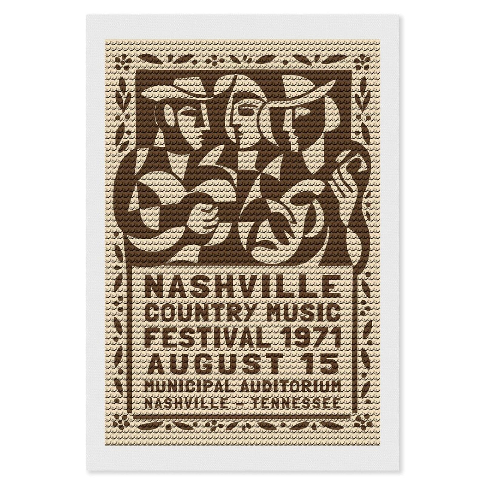 Junmoney Nashville Country Festival Diamond Painting Set 8"x12", Stress Relief Craft, Easy to Enjoy, Vintage Style Decor, Festive Craft Gift