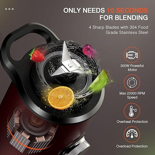 Miniatura 2 de Mini licuadora para batidos y batidos pequeña licuadora para batidos y batidos con 2 vasos Tritan de 10 y 20 onzas batidora individual portátil